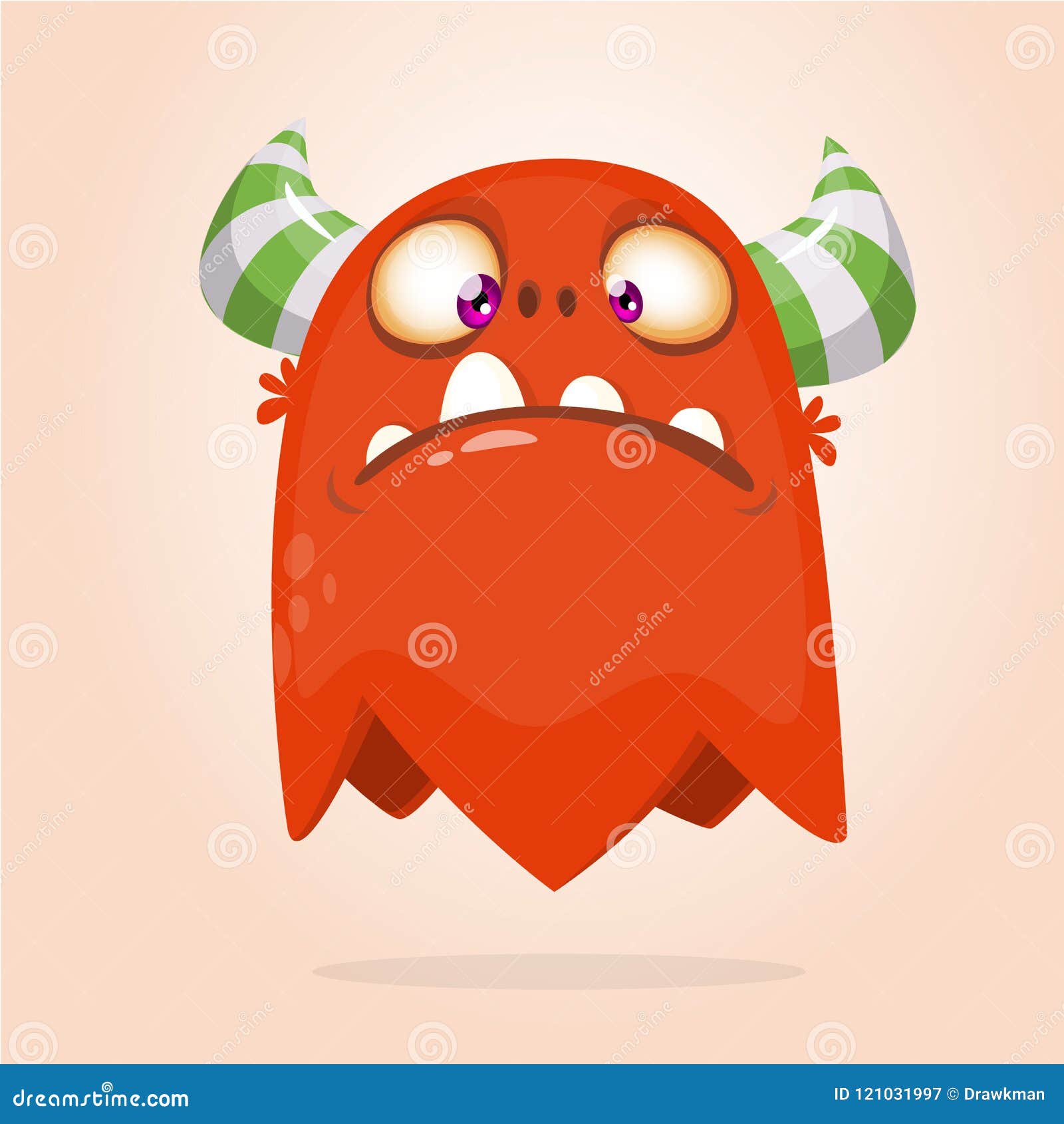 Grumpy Cartoon Monster. Vector Halloween Illustration of Funny
