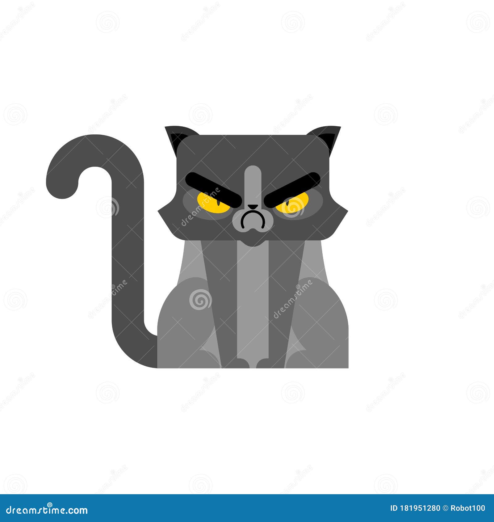 Angry grumpy cat emoji face Royalty Free Vector Image