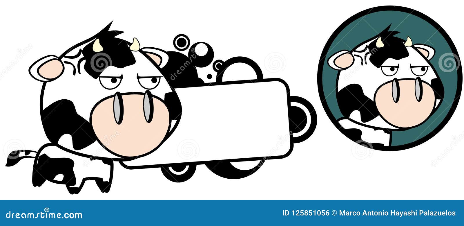 Grumpy Cute Little Cow Cartoon Copy Space Stock Vector - Illustration of  cute, sticker: 125851056