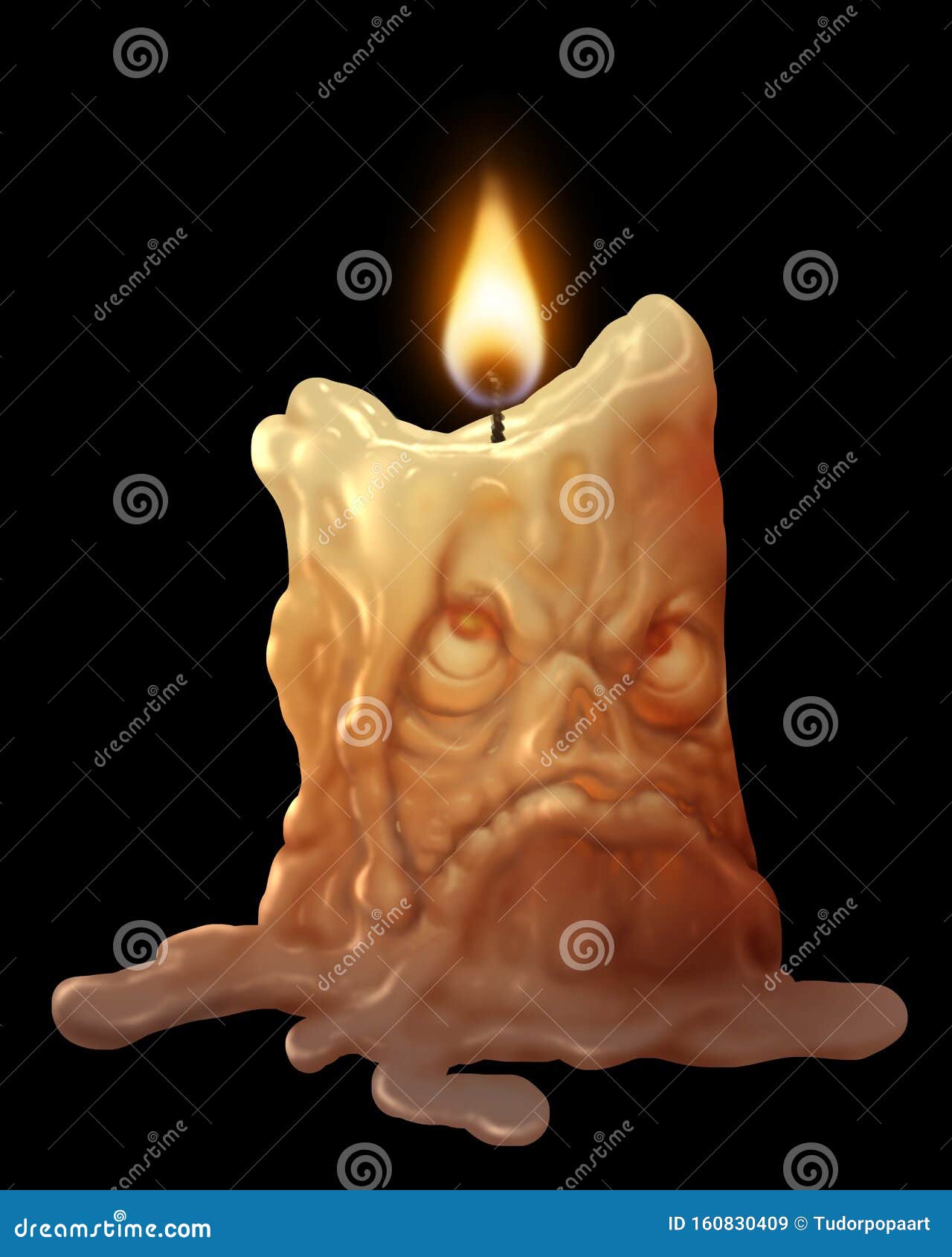 Grumpy Face Wax Candle Burning on a Dark Background. Stock Illustration -  Illustration of halloween, grumpy: 160830409