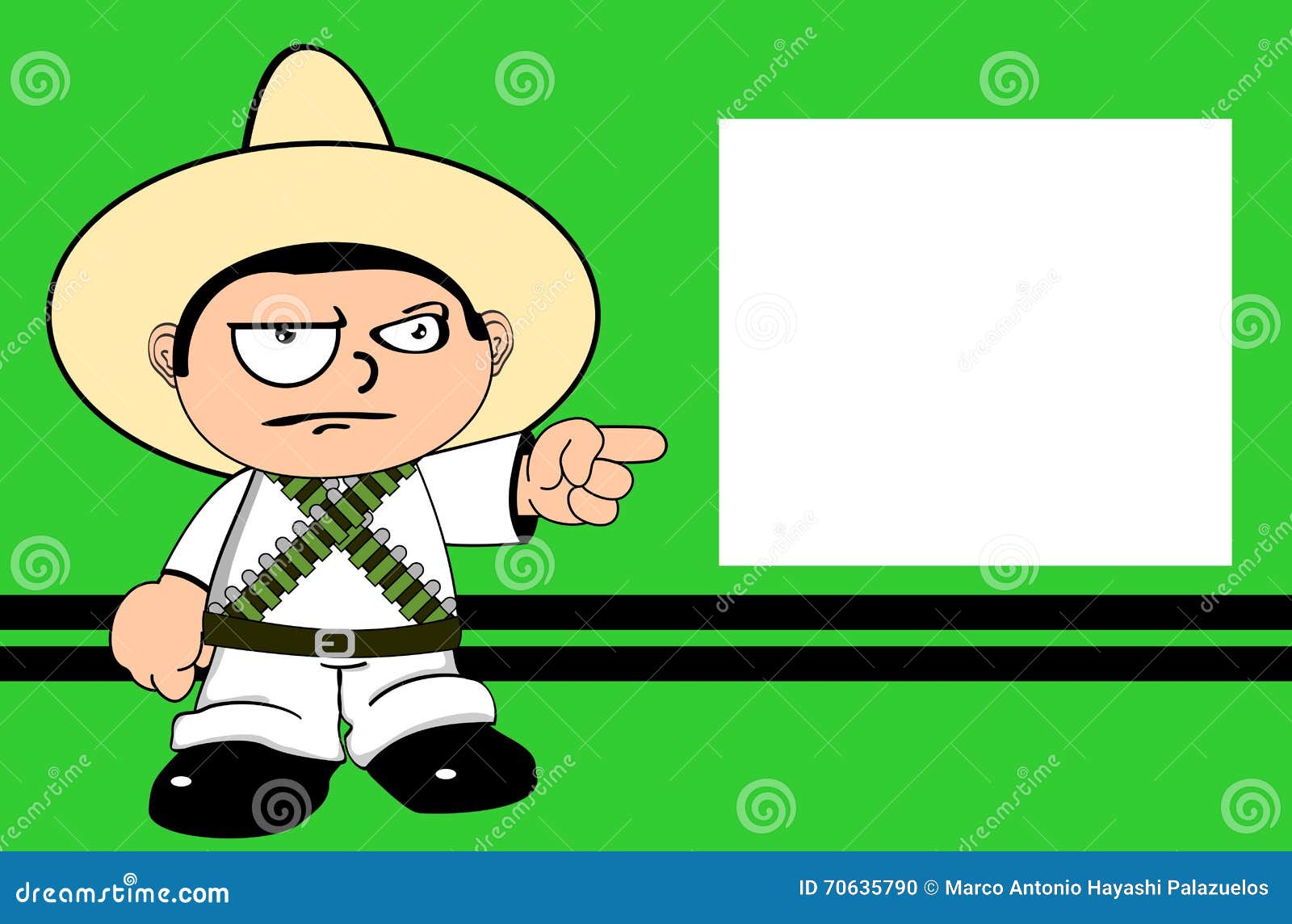 Grumpy Mexican Kid Cartoon Expression Background Stock Vector