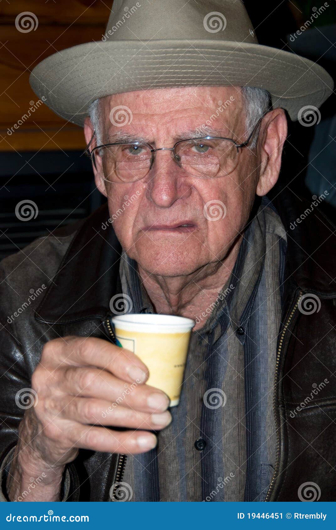 Grumpy Senior Before His Morning Coffee. Stock Image - Image: 19446451