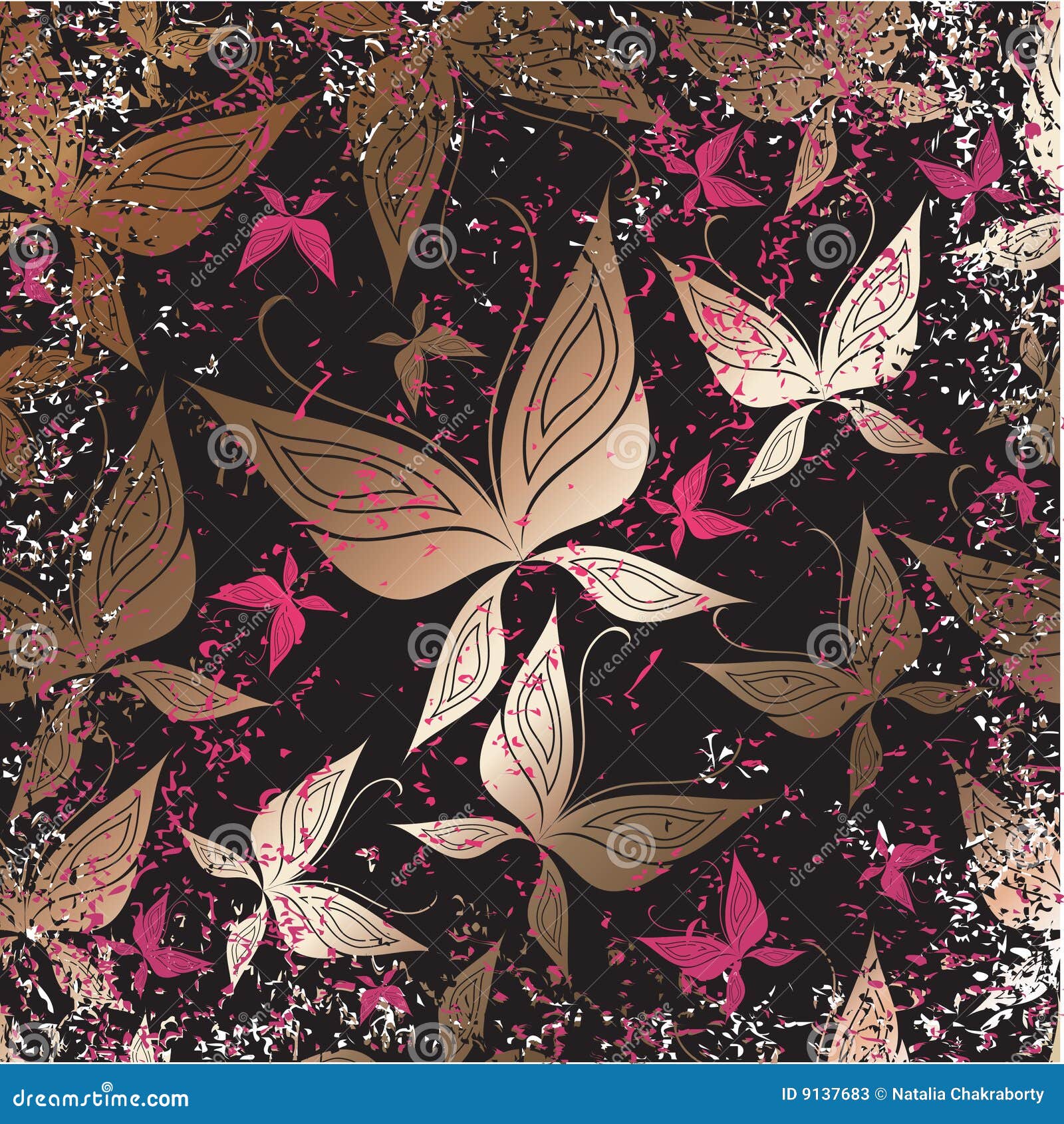 Grunge Background with Butterfly Stock Vector Illustration of color