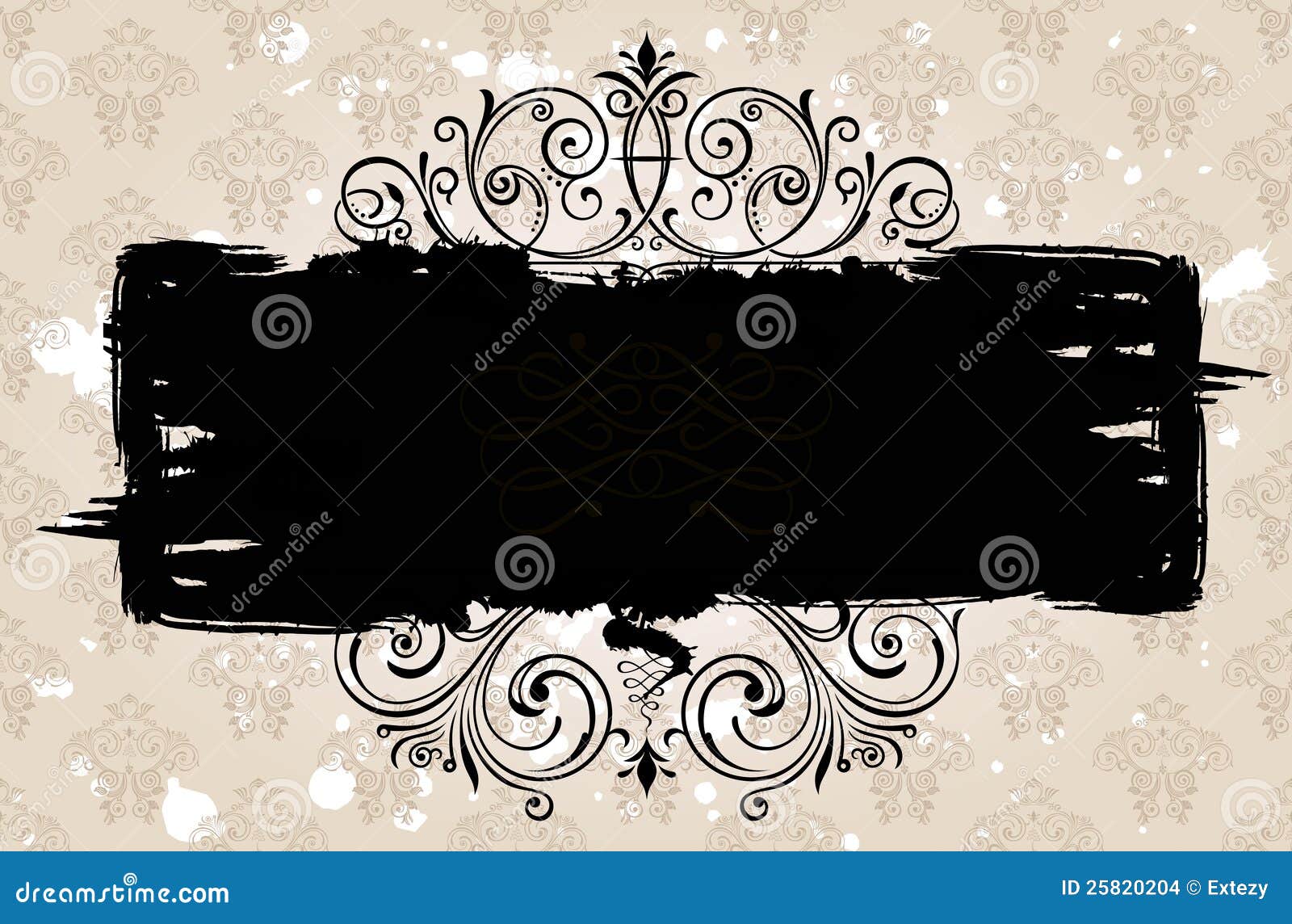 Grunge Black Banner Background. Vintage Patterned Stock Vector