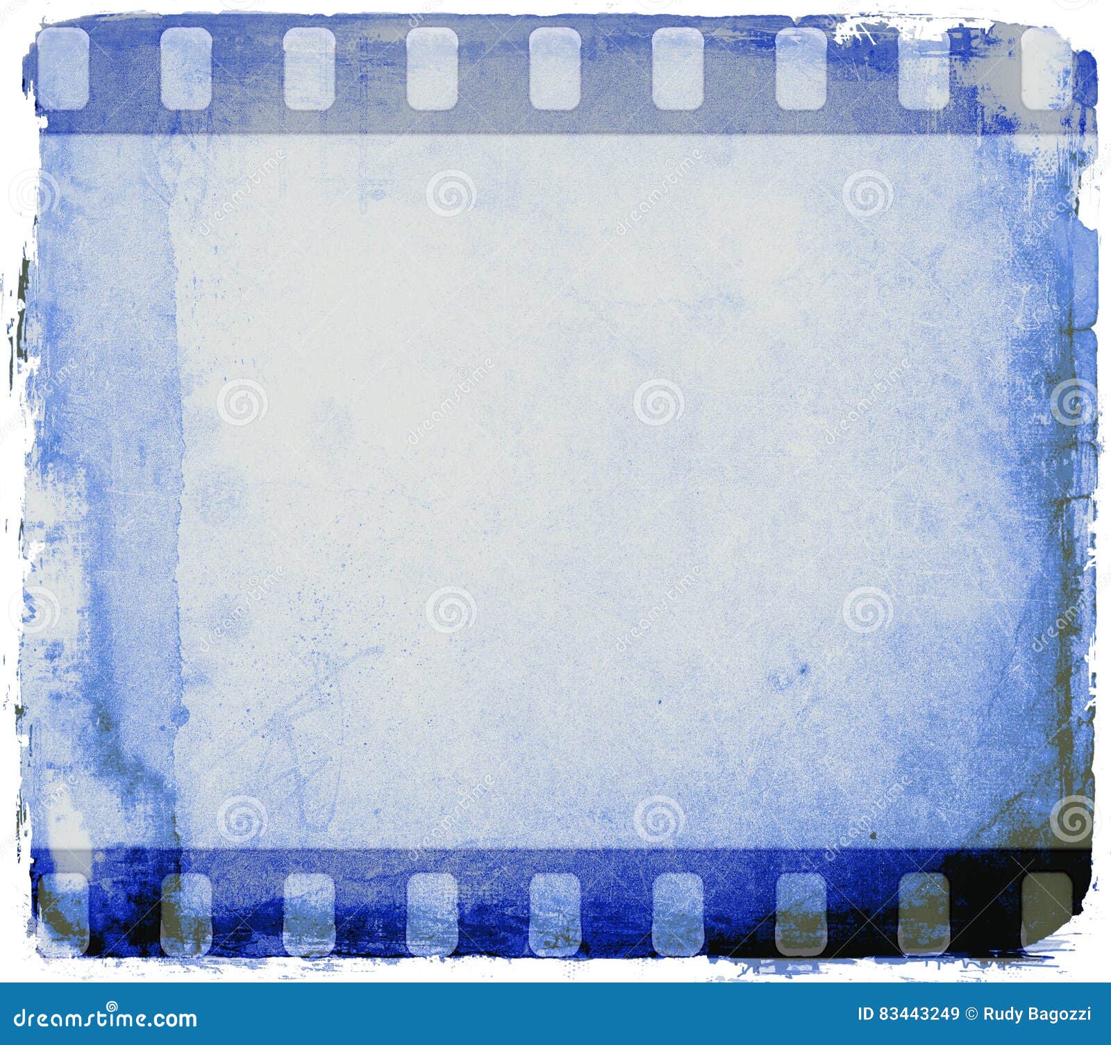Grunge Blue Film Strip Frame. Design Element. Stock Illustration