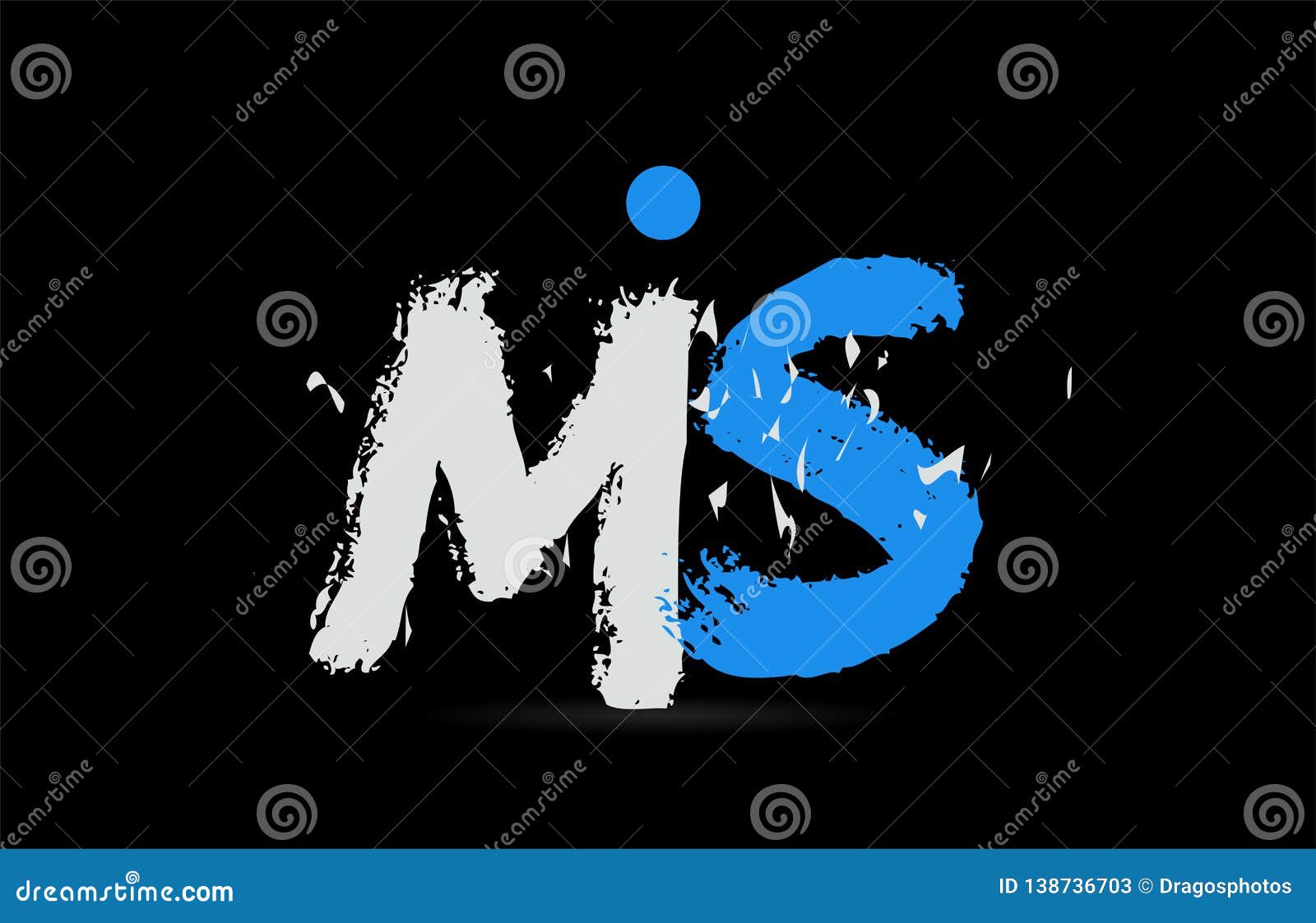 Blue White Alphabet Letter Combination MS M S Logo Design Stock ...