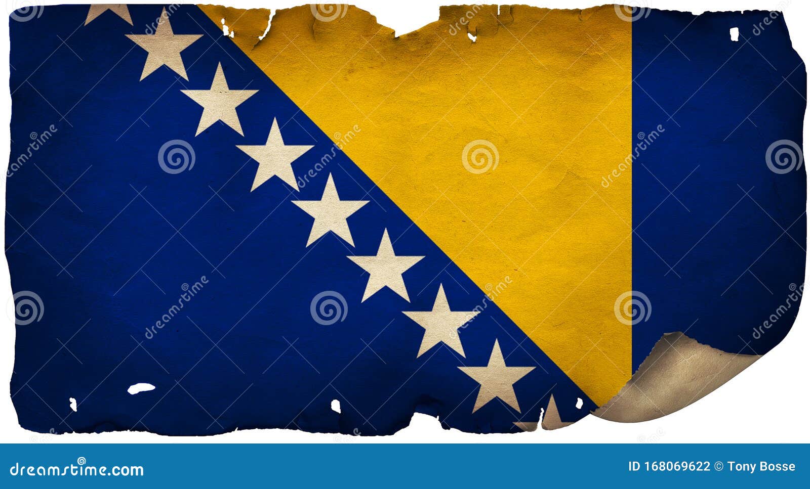 Download Bosnia And Herzegovina Flag On Old Paper Stock Illustration - Illustration of democracy ...