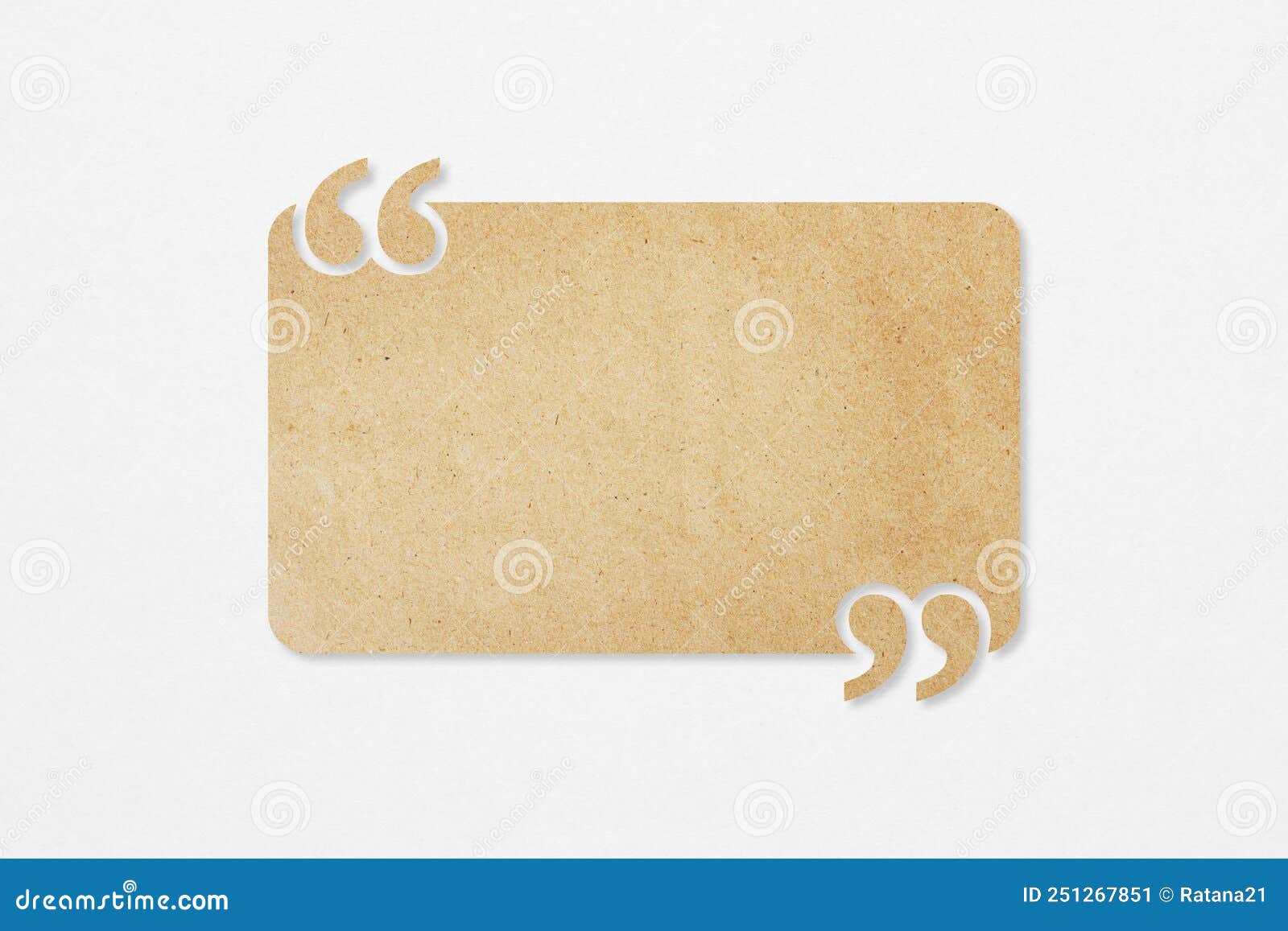 brown paper quote background with quotation marks on grunge white paper including clipping path, useful for customer