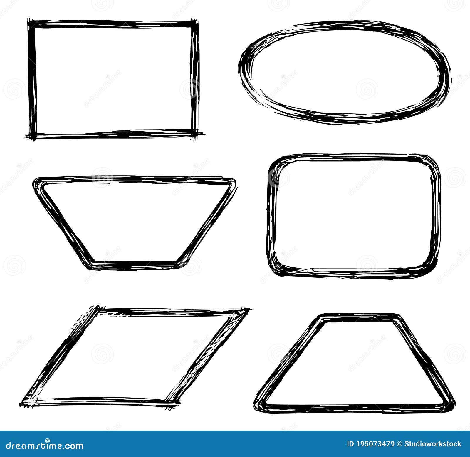 Download Grunge Brush Linear Frame, Stroke Or Border Set Stock ...