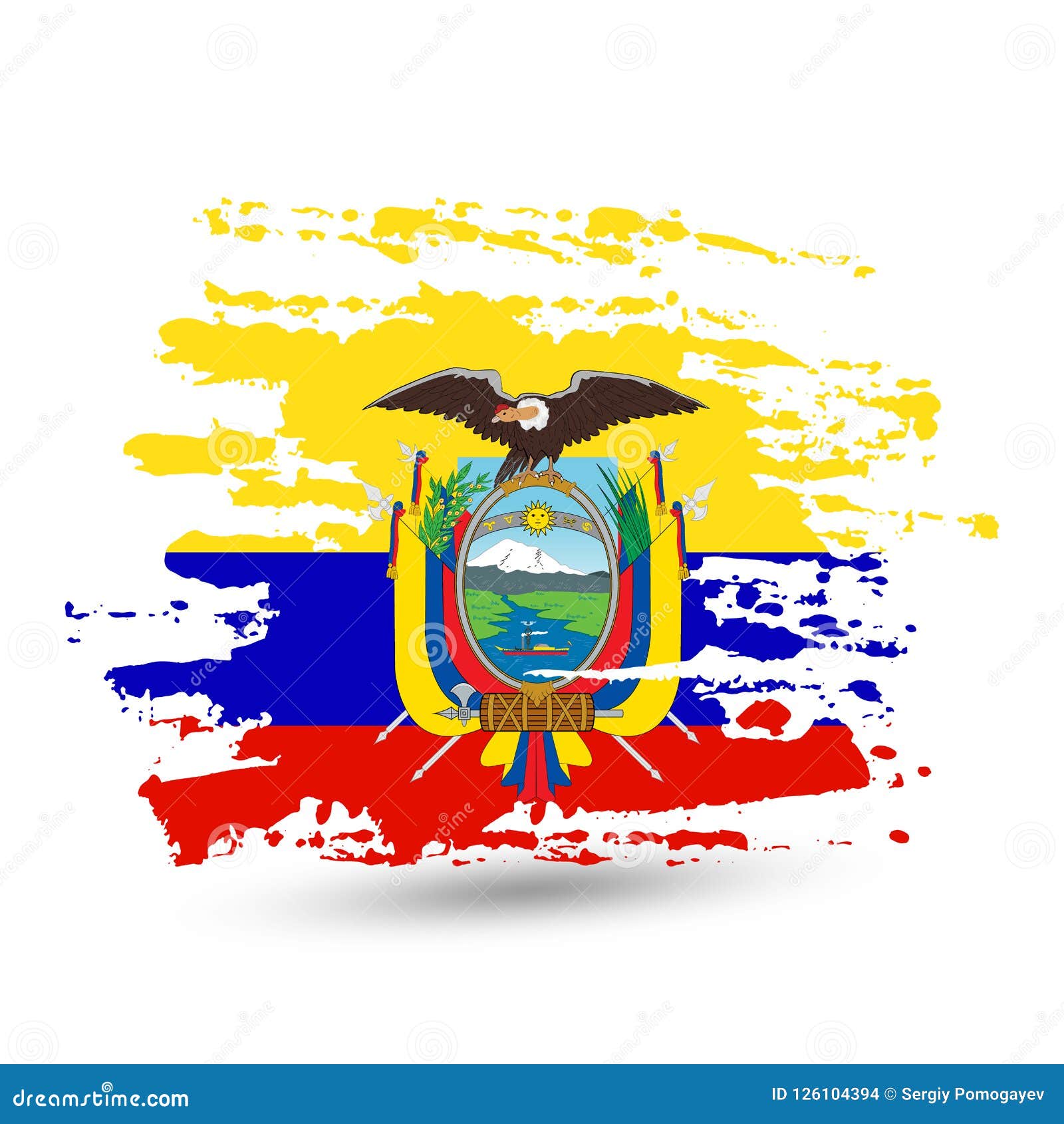 Grunge Brush Stroke with Ecuador National Flag Stock Vector ...