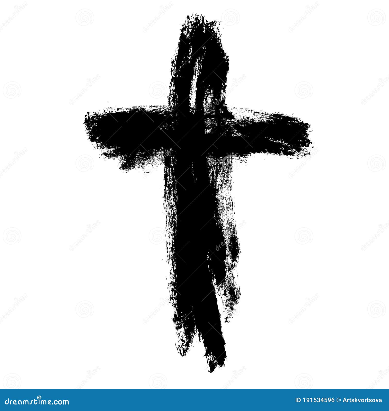Grunge Christian Religion Cross. Black Paint. Vector. Brush Painted ...