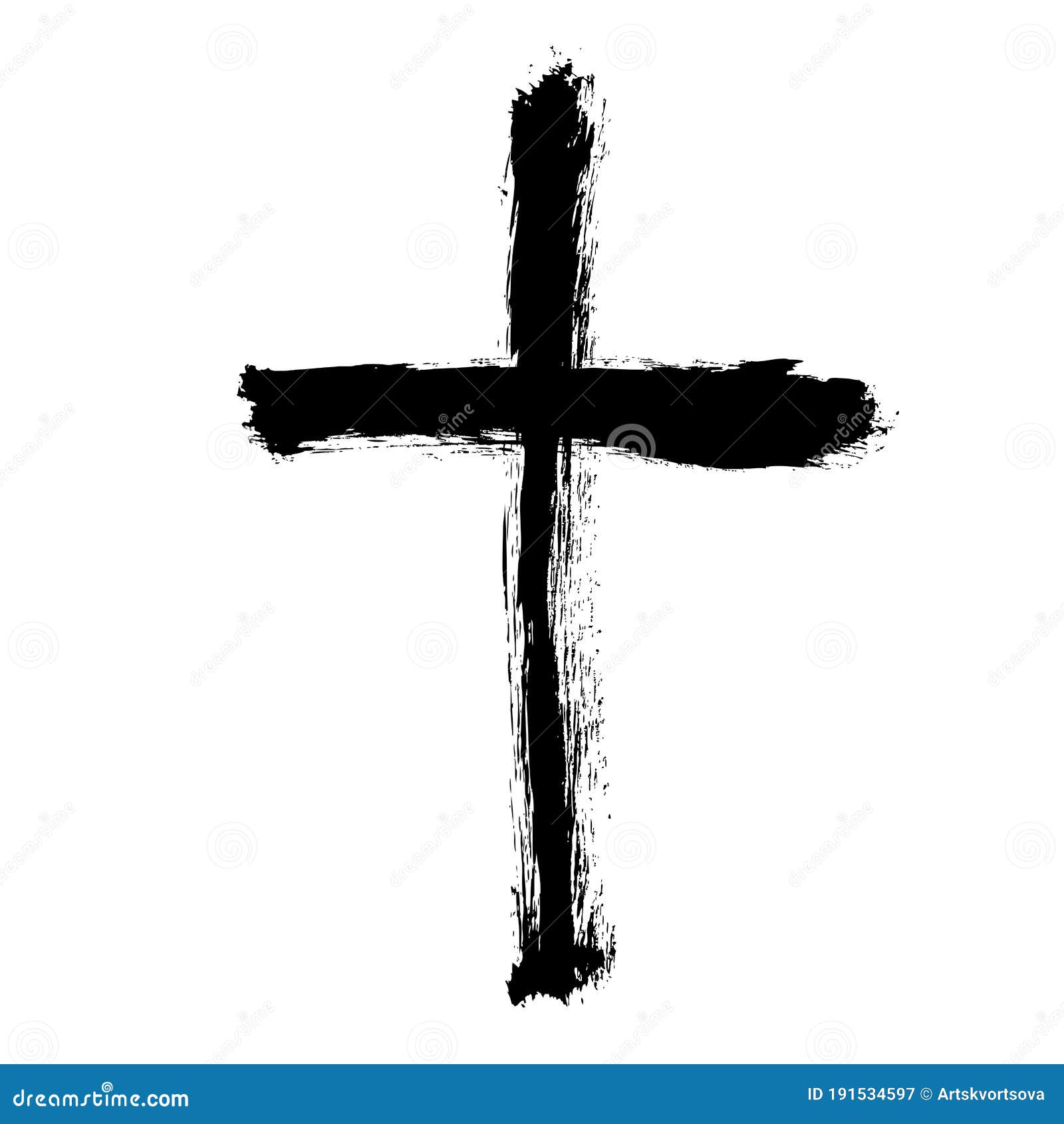 Grunge Christian Religion Cross. Black Paint. Vector. Brush Painted ...