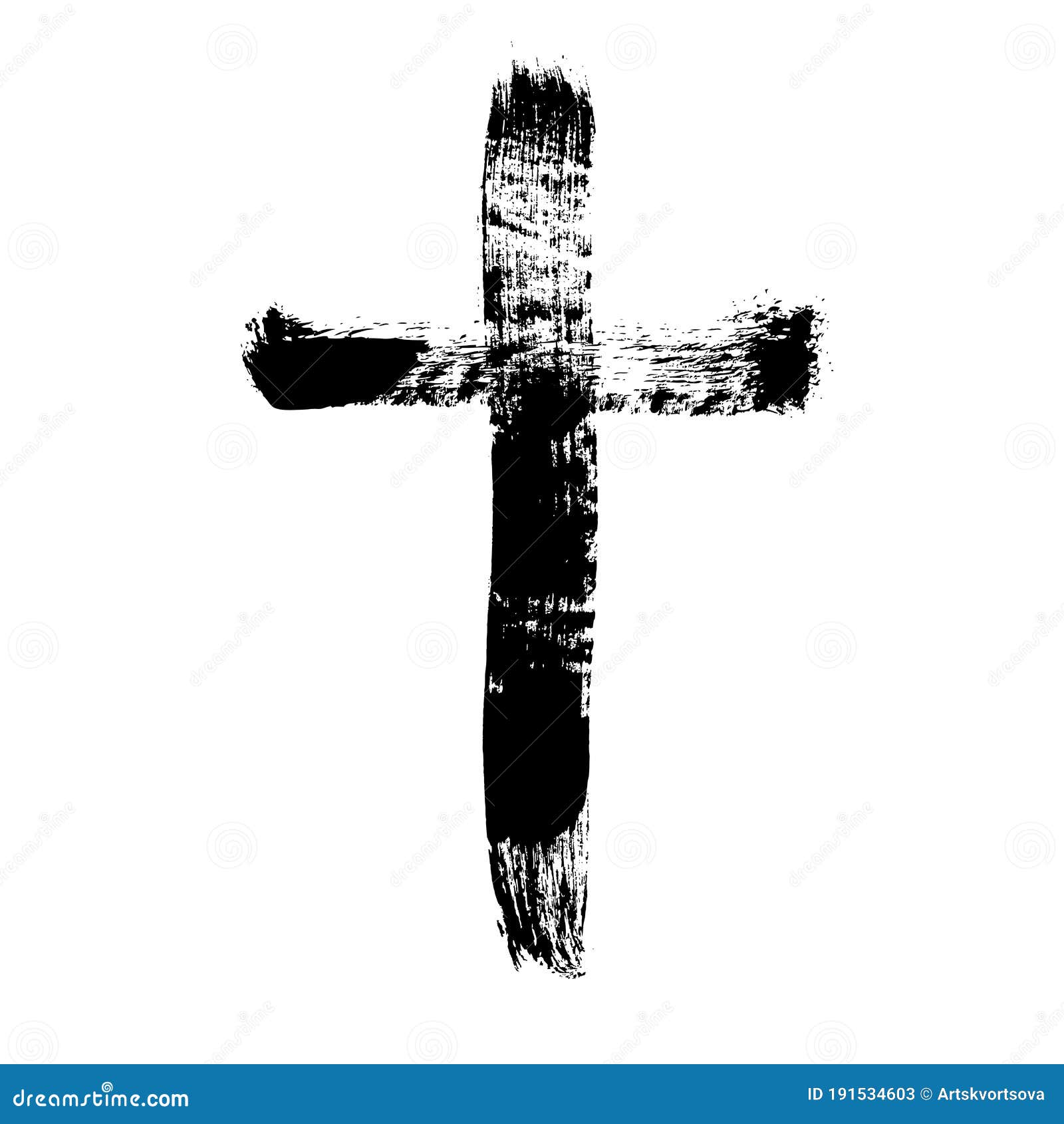 Grunge Christian Religion Cross. Black Paint. Vector. Brush Painted ...