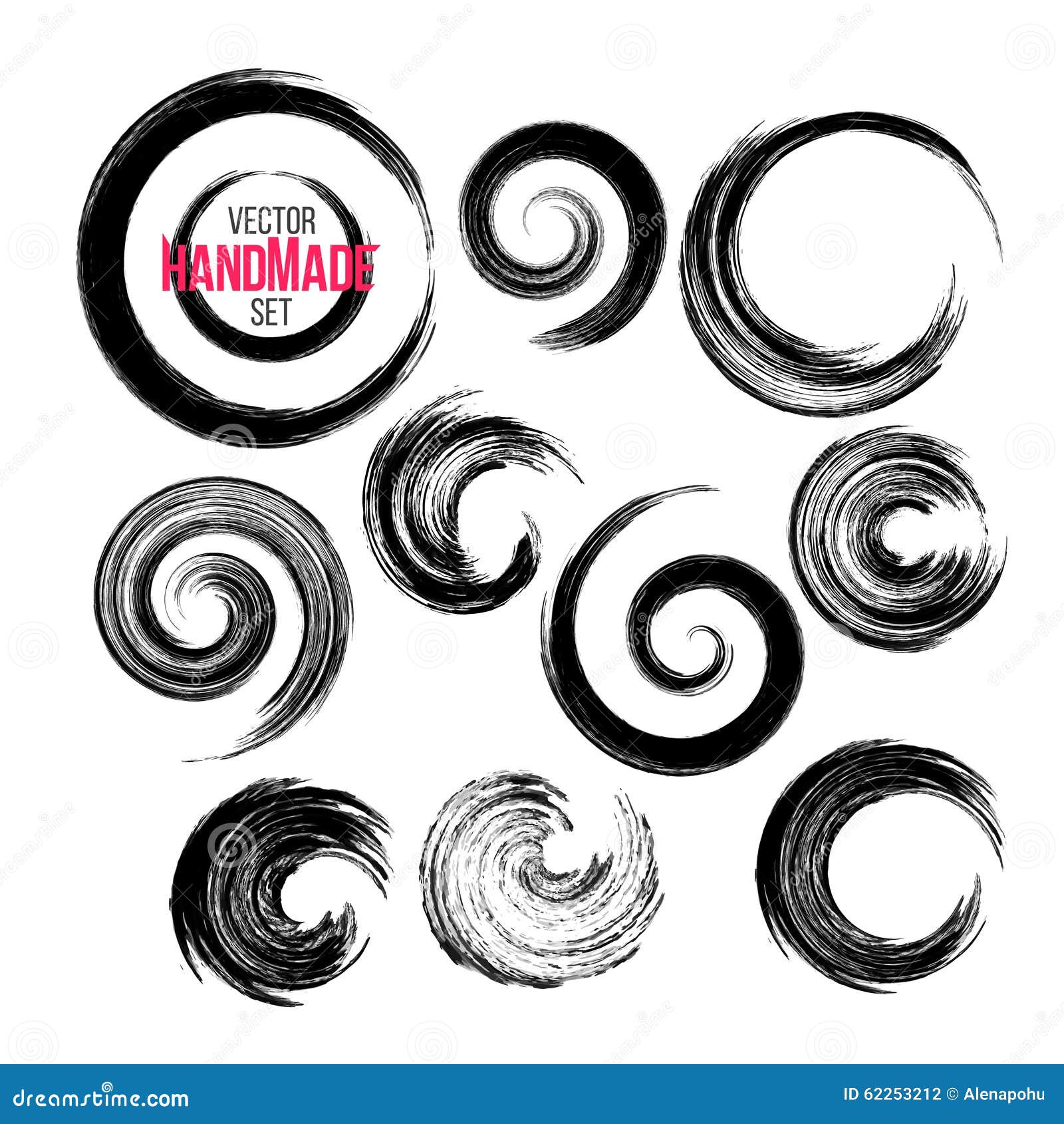 Photo & Art Print grunge spiral wave logo, black brush stroke isolated on  white background