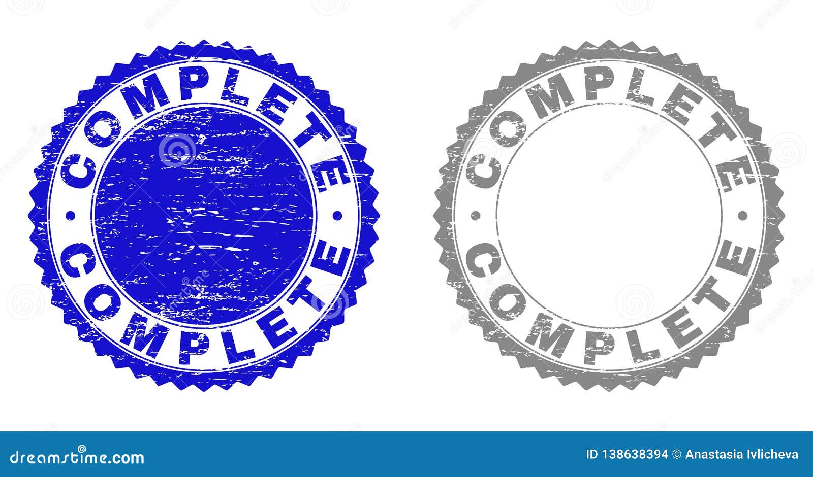 Grunge COMPLETE Scratched Stamps Stock Vector - Illustration of text