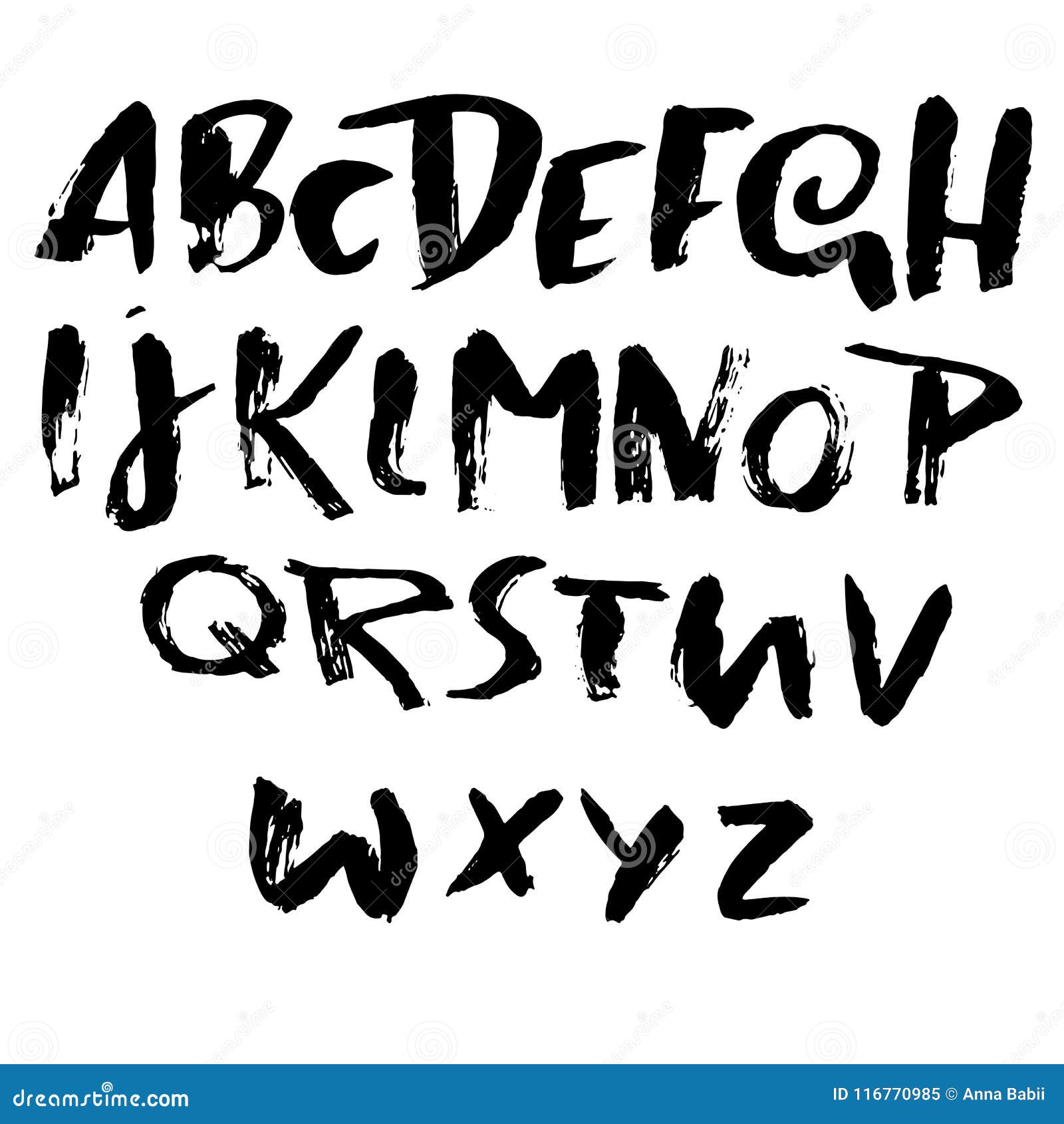 Grunge Distress Font. Modern Dry Brush Ink Letters. Handwritten ...