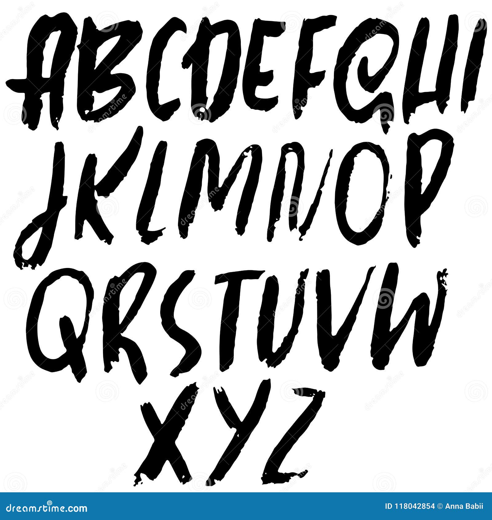 Grunge Distress Font. Modern Dry Brush Ink Letters. Handwritten ...