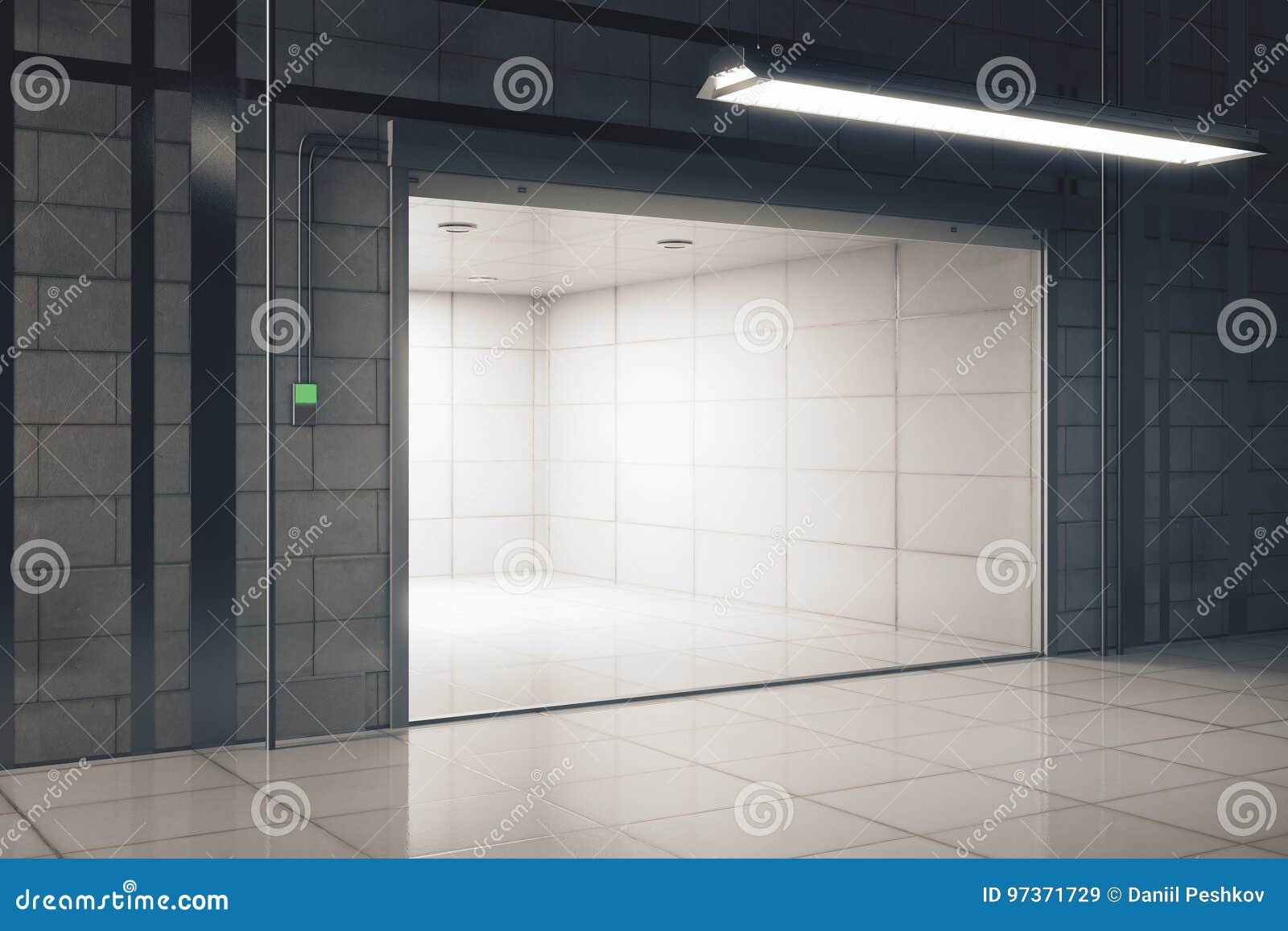 Download Grunge Garage With Opened Door Side Stock Illustration - Illustration of construction, clean ...