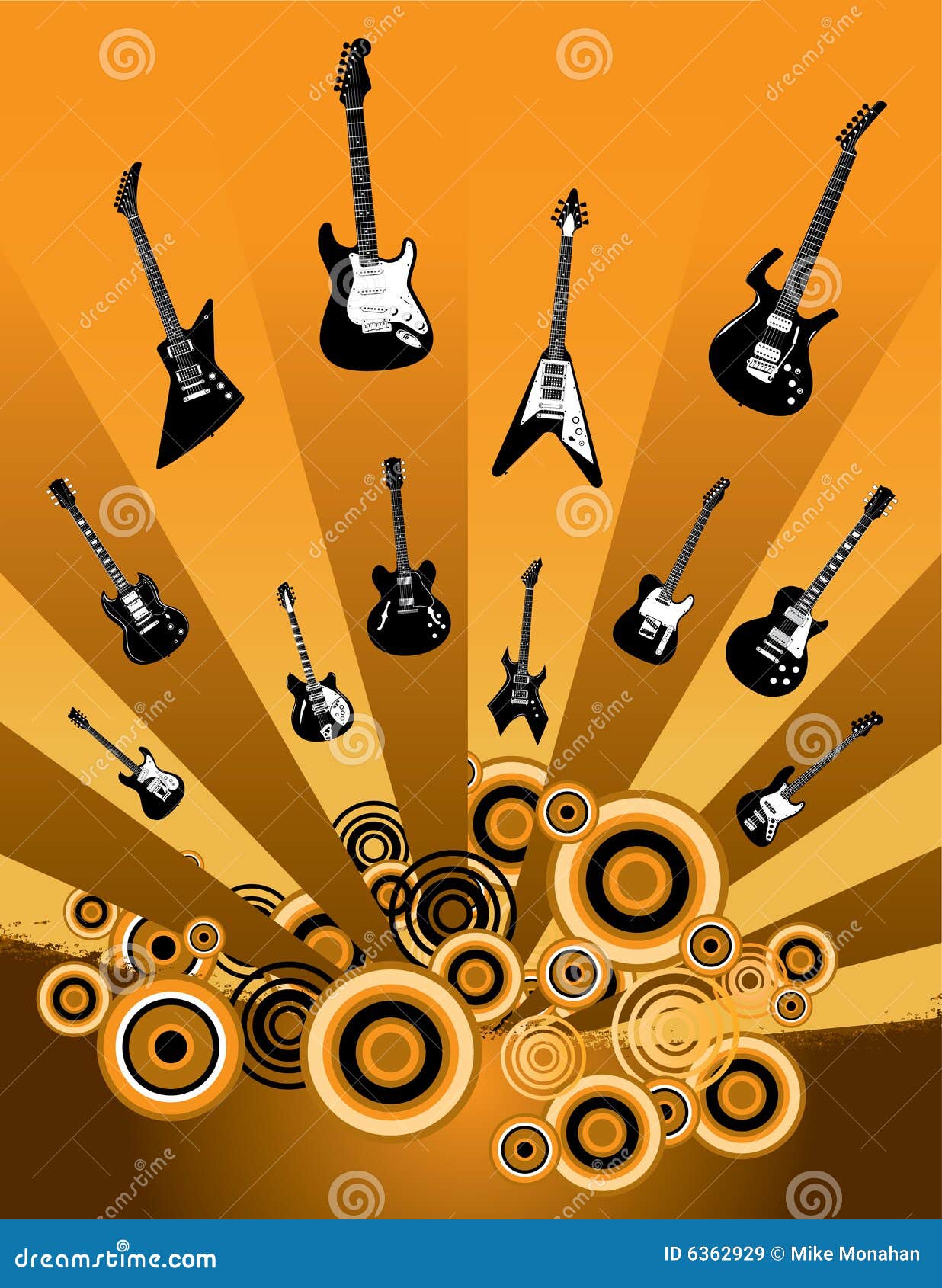 Grunge Guitar Background stock vector. Illustration of beams 6362929