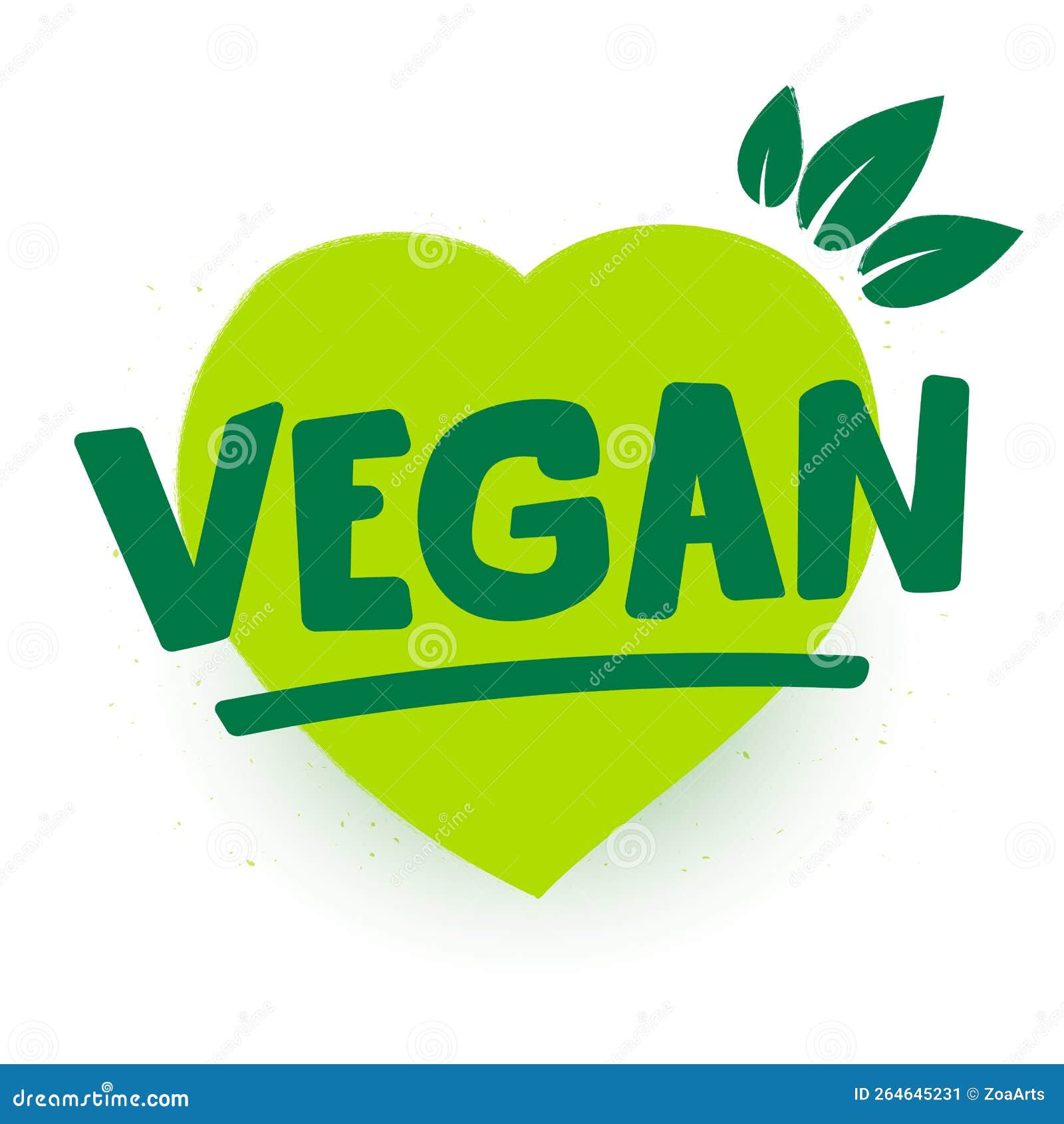 Green Vegan Heart Concept with Leafs Stock Vector Illustration of banner, friendly 264645231
