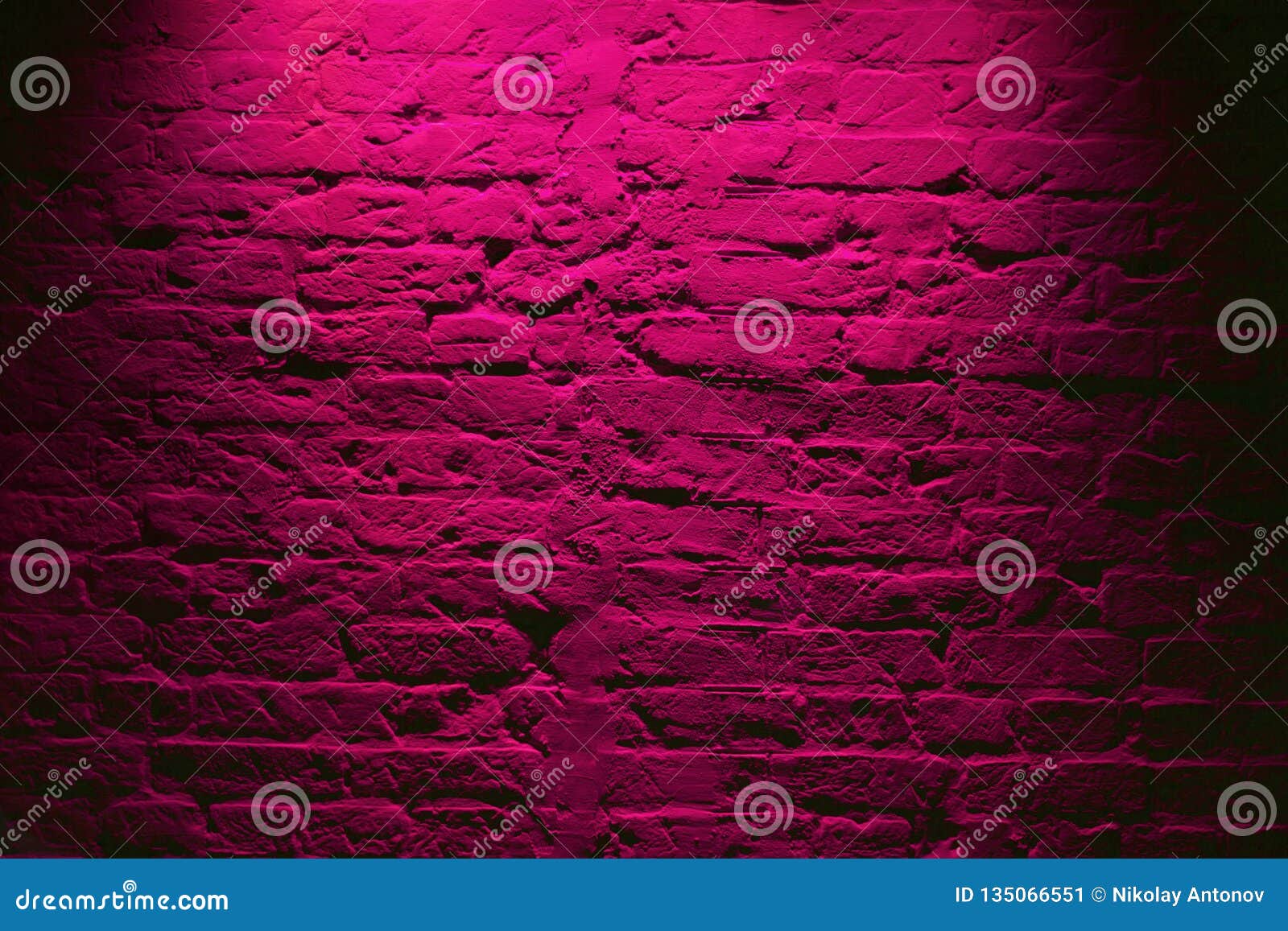 grunge neon pink brick wall texture background. magenta colored brick wall texture architecture pattern