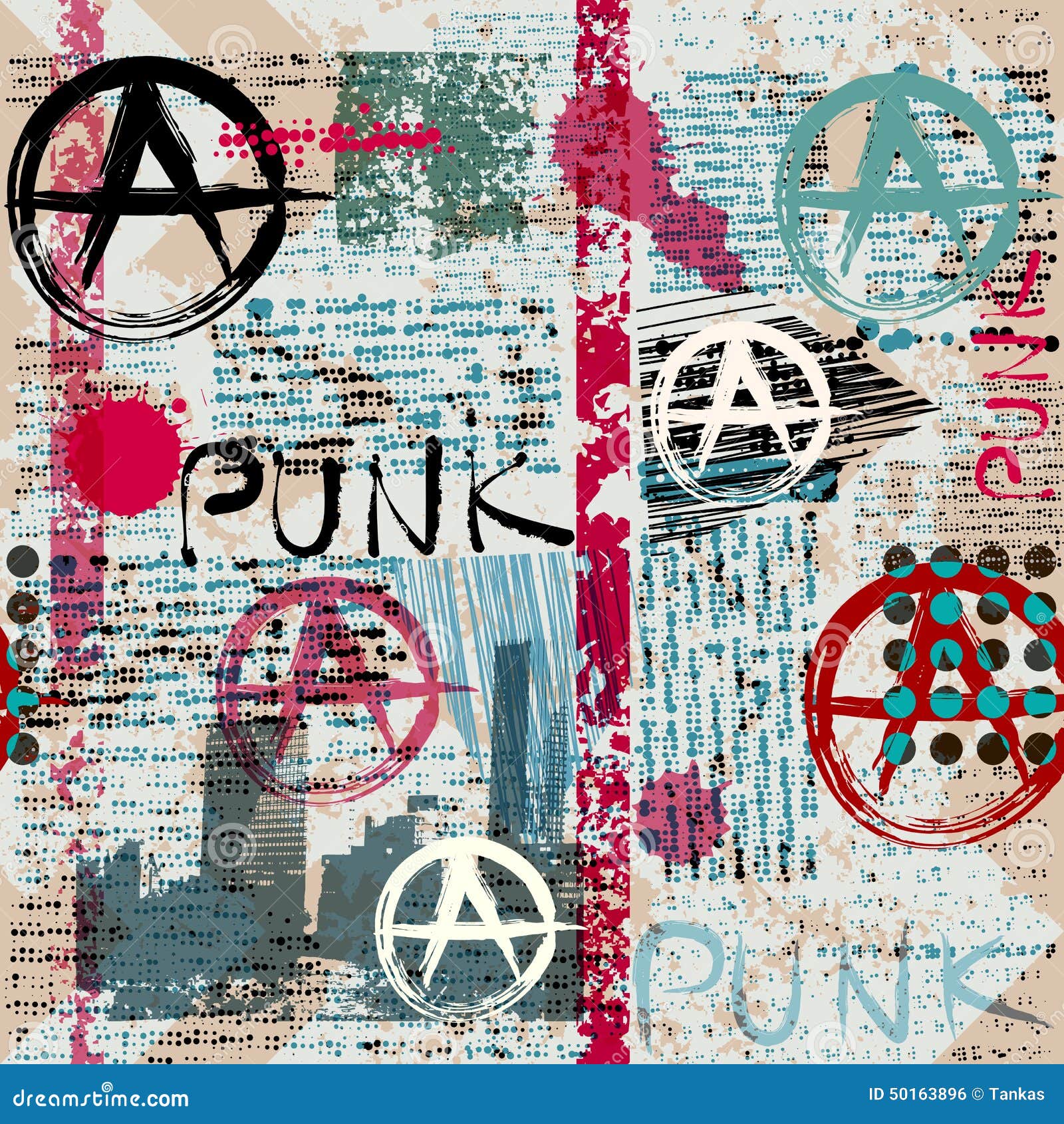 grunge newspaper with word punk