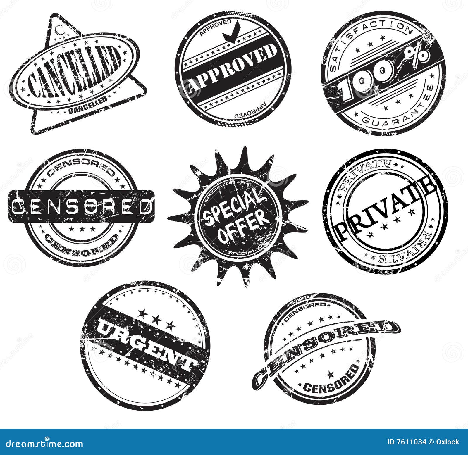 Grunge office stamps stock vector. Illustration of black 7611034