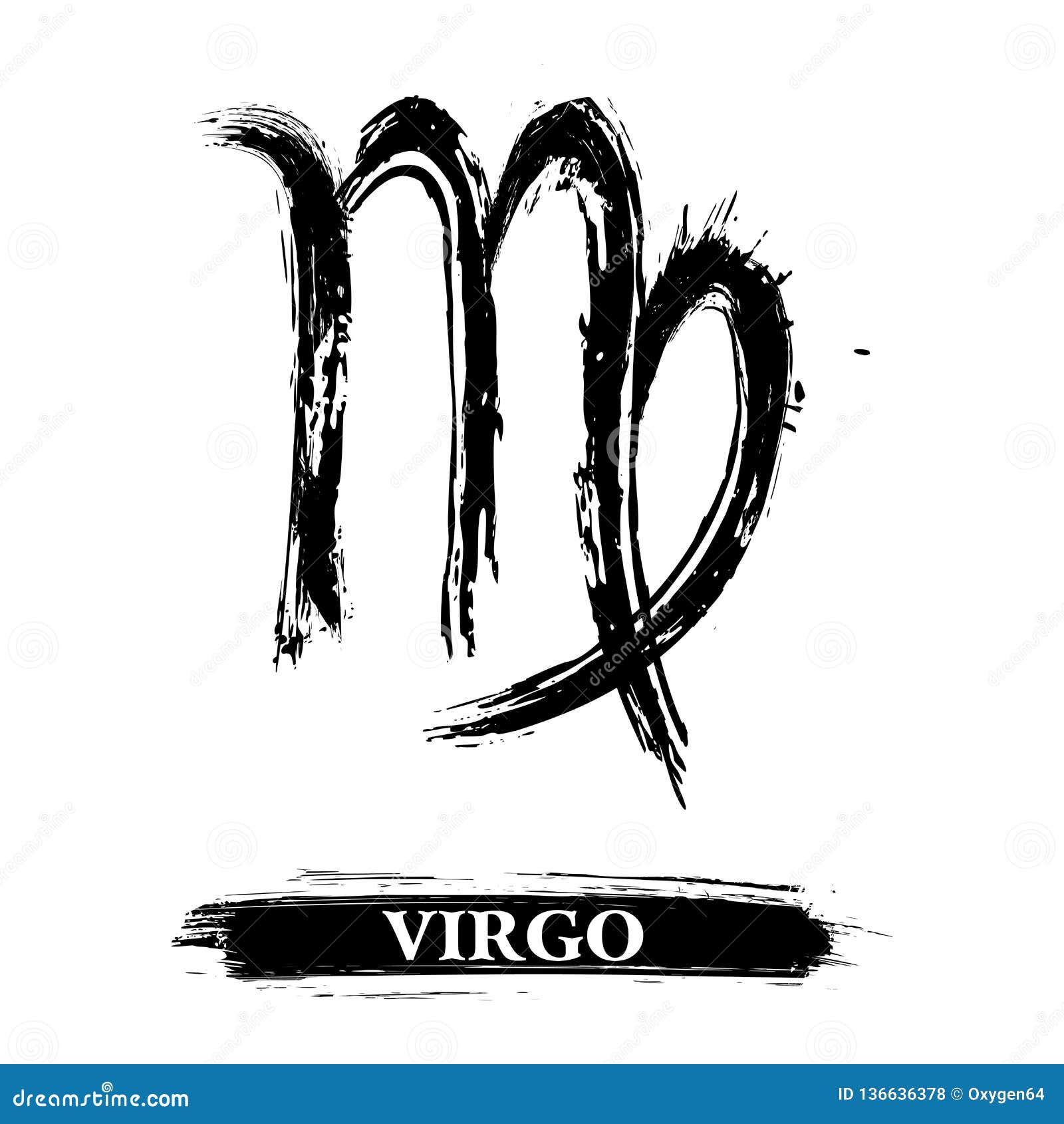 Grunge Painted Virgo Symbol Stock Vector - Illustration of paint ...