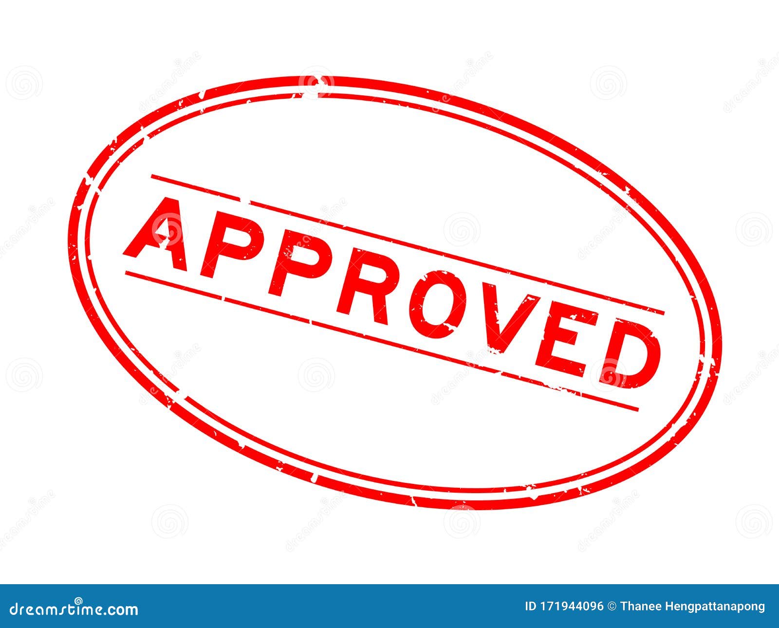 Grunge Red Approved Word Oval Rubber Stamp on White Background Stock