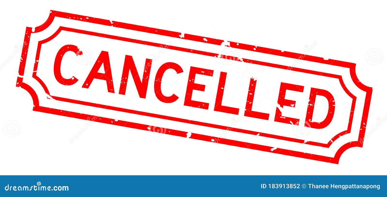 Grunge Red Cancelled Word Rubber Stamp on White Background Stock