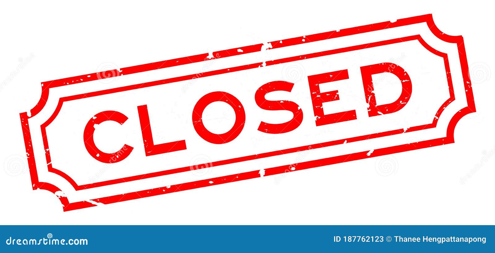 Grunge Red Closed Word Rubber Business Stamp On White Background Stock