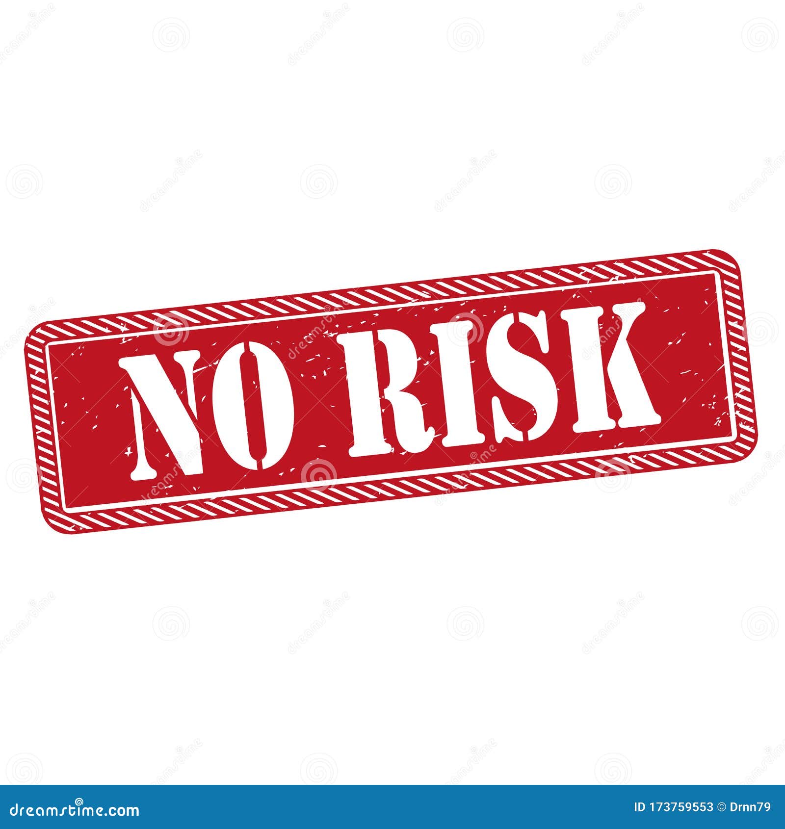 Grunge Red No Risk Word Square Rubber Seal Stamp on White Background
