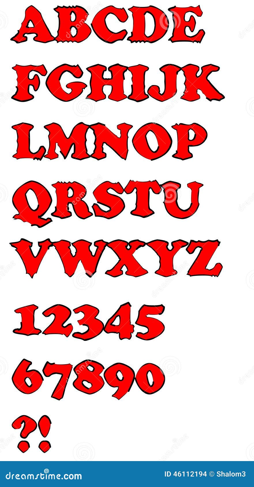 grunge red uppercase alphabet set stock vector