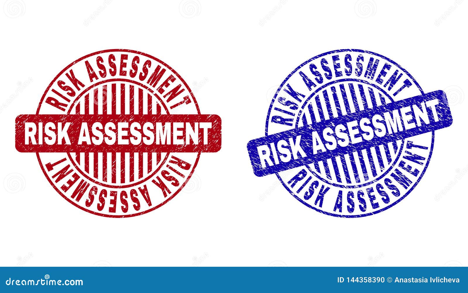 Grunge RISK ASSESSMENT Textured Round Stamp Seals Stock Vector