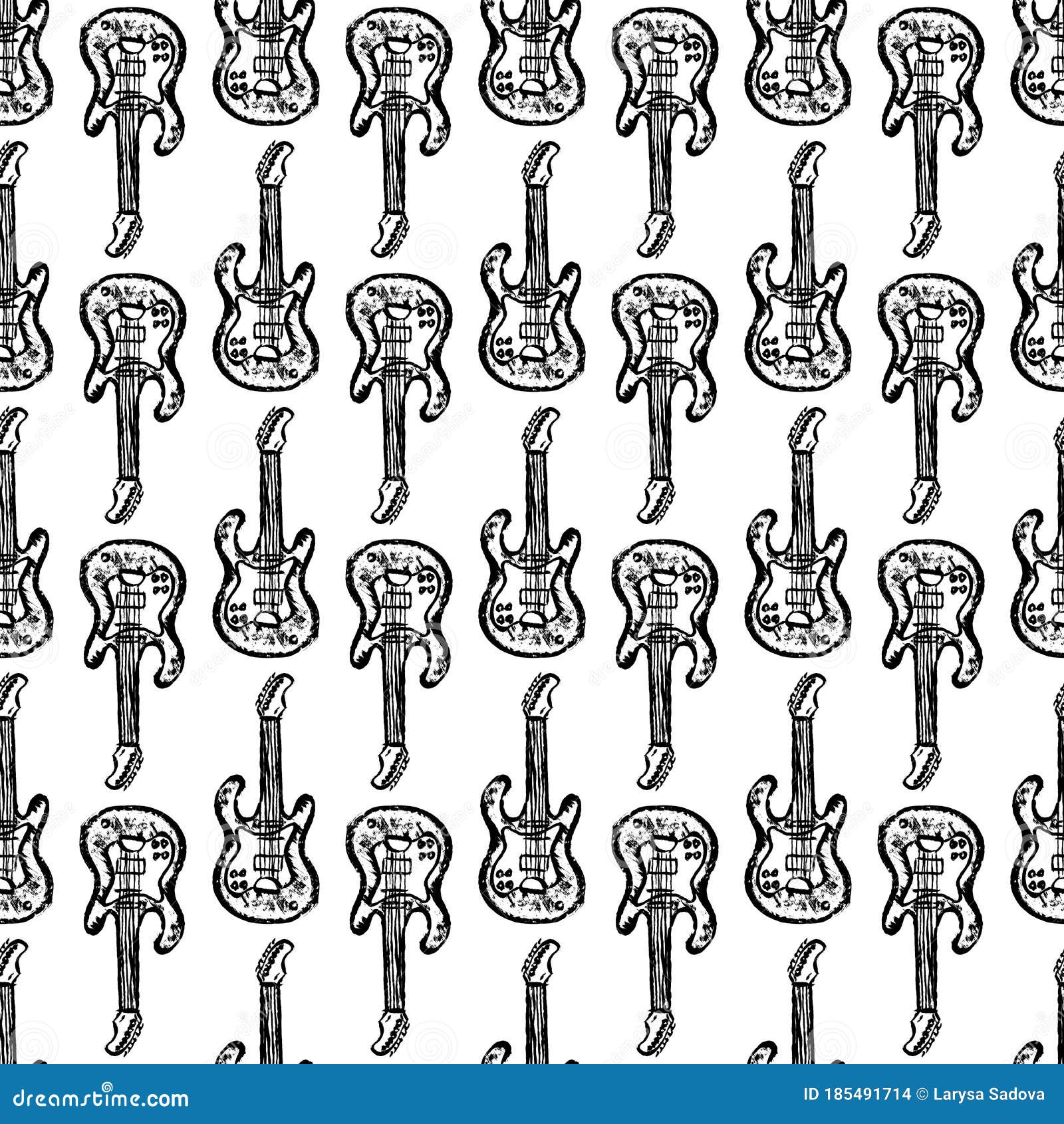 Grunge Rock Guitar Seamless Pattern. Electric Guitar Vector Print ...