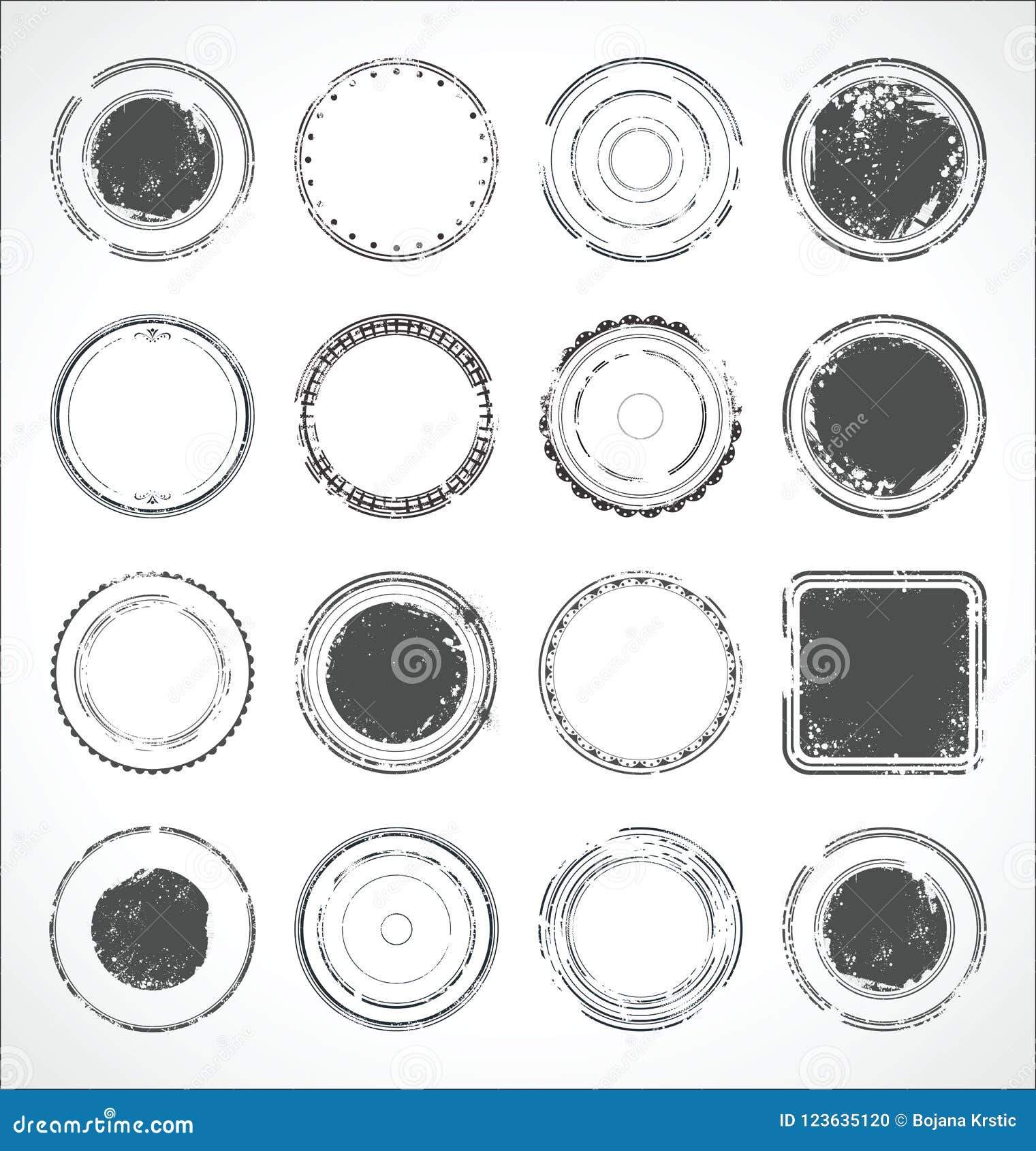 Download Grunge Round Paper Stickers Black And White Vector Stock ...