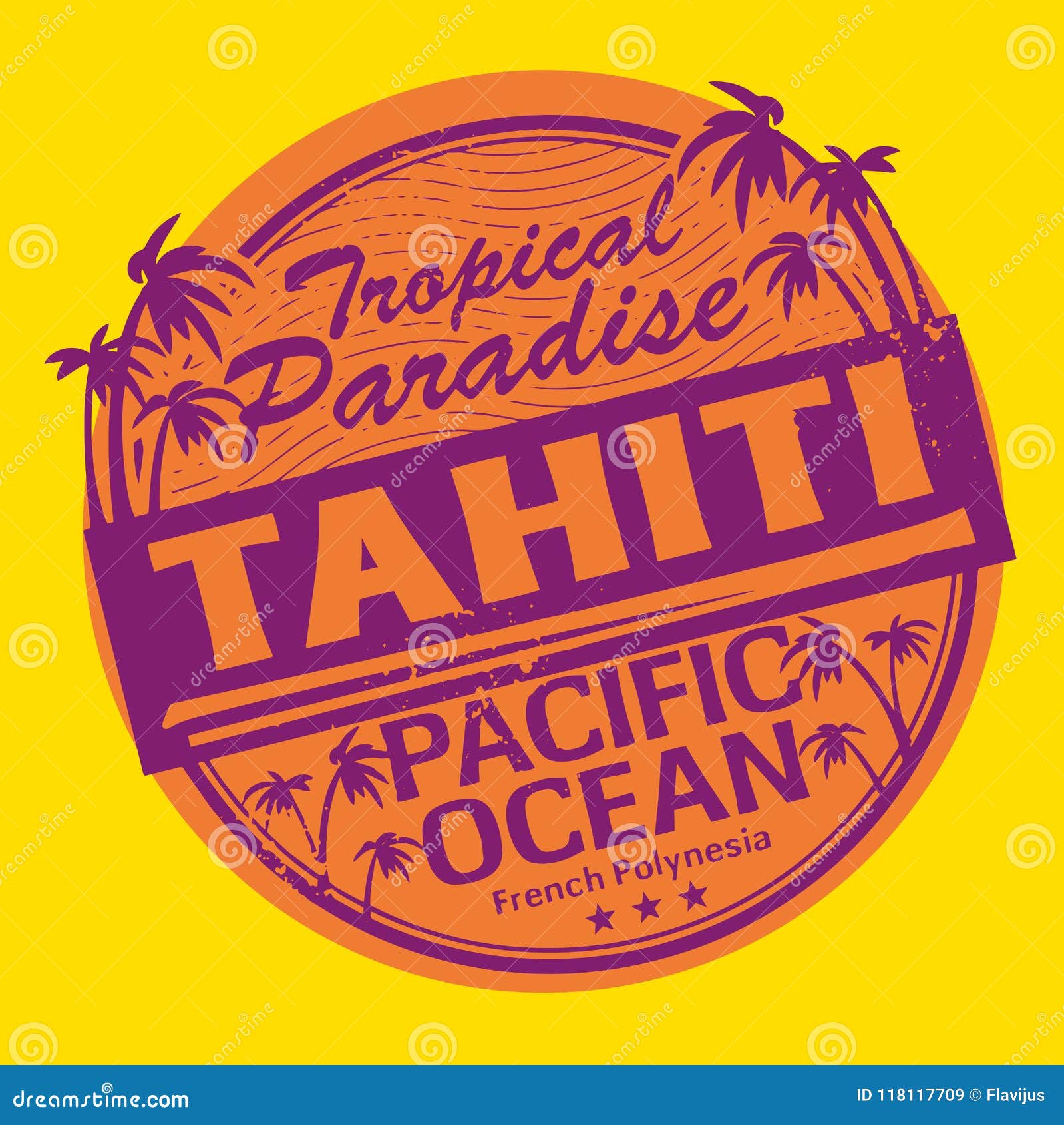 grunge rubber stamp or label with the name of tahiti