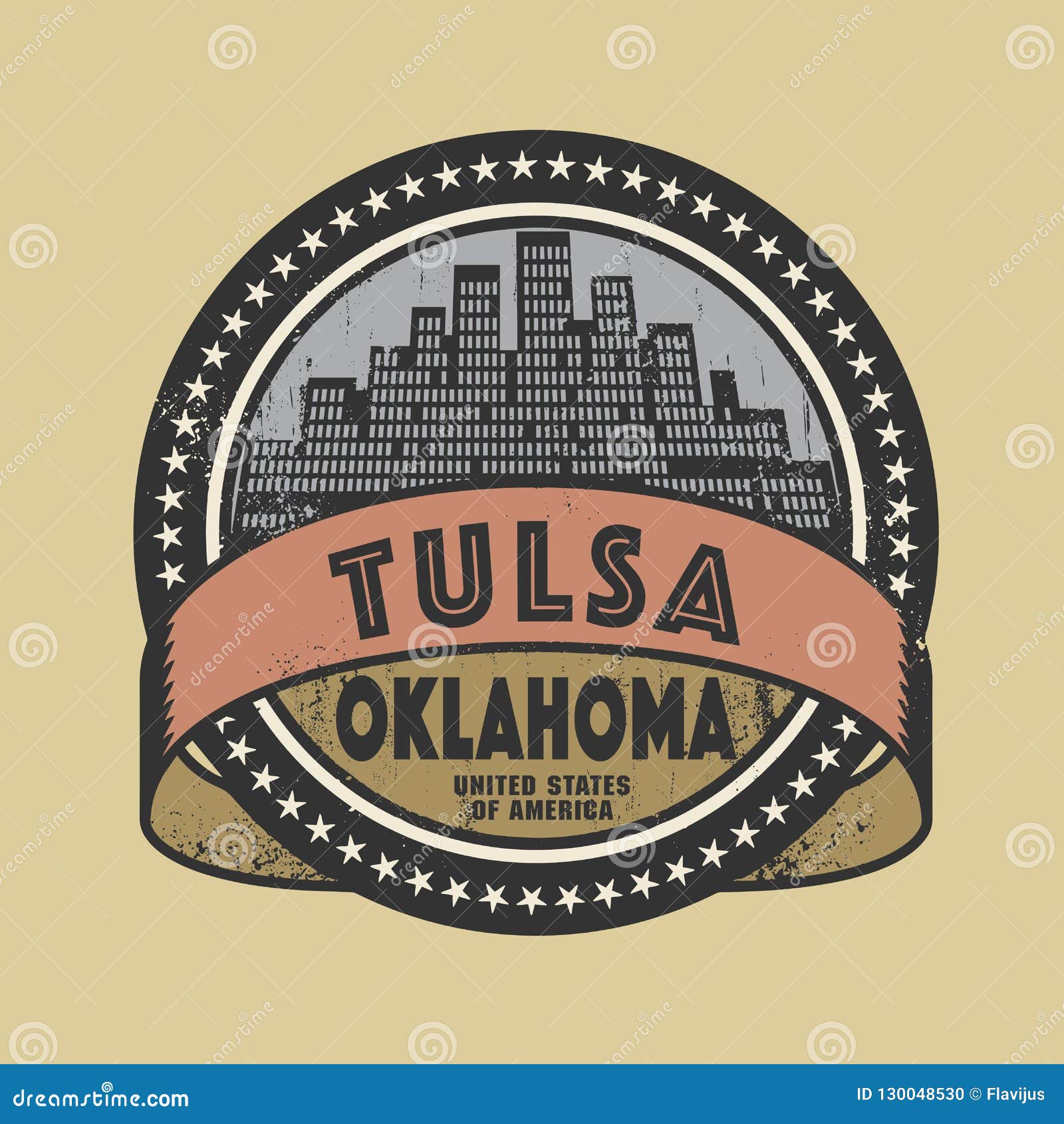 Grunge Rubber Stamp with Name of Tulsa, Oklahoma Stock Vector
