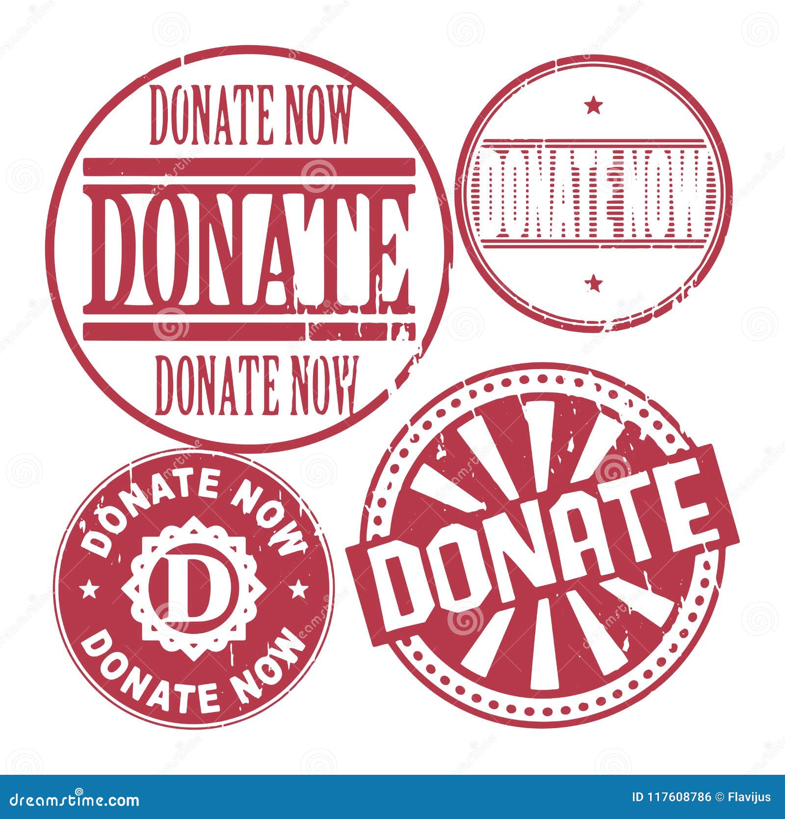 Grunge Rubber Stamp Set with the Text Donate Stock Vector