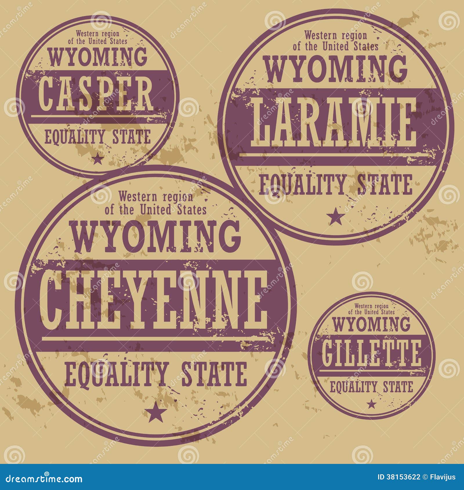Grunge Rubber Stamp Set Wyoming Stock Vector Illustration of cheyenne