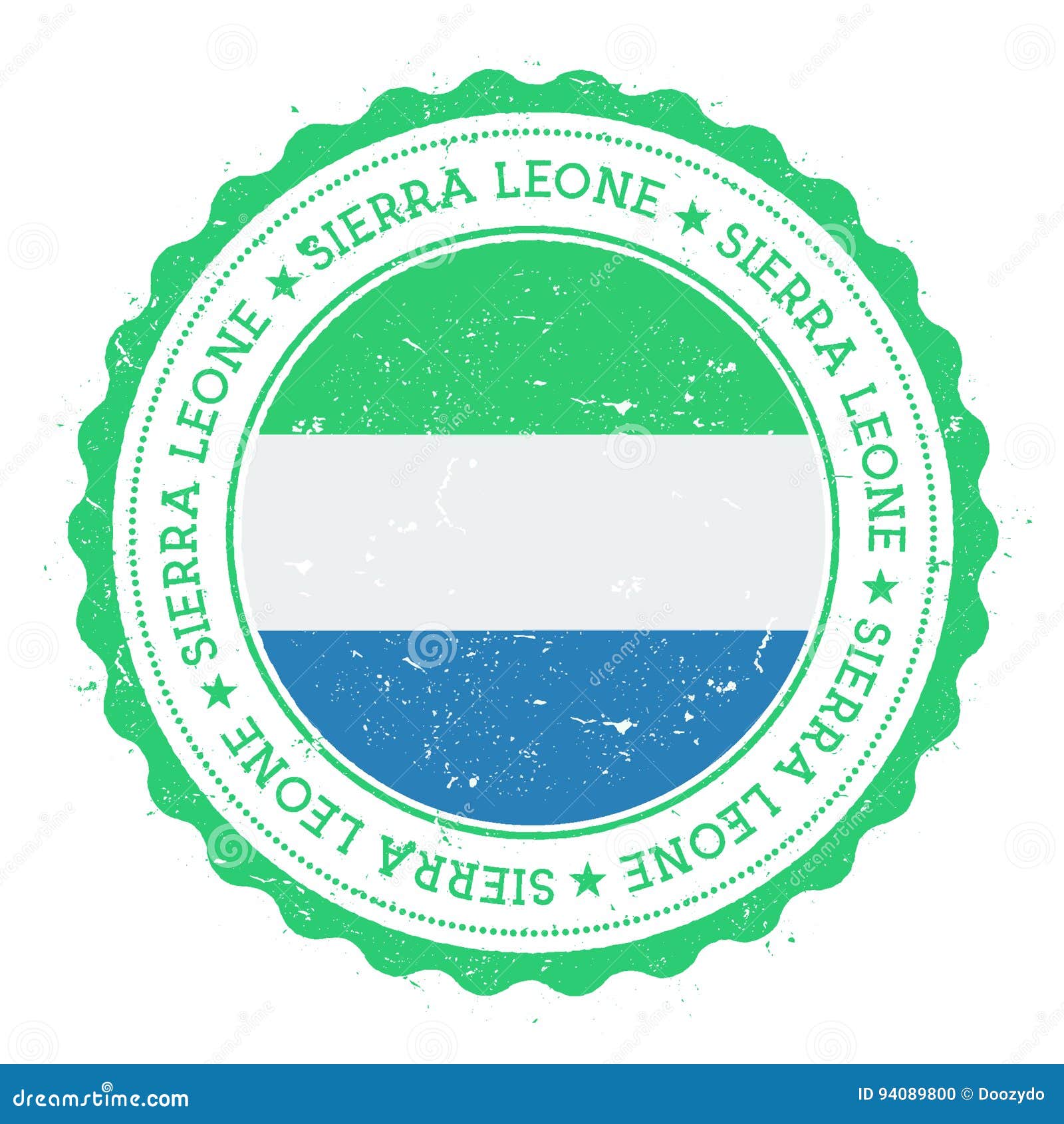 grunge rubber stamp with sierra leone flag.
