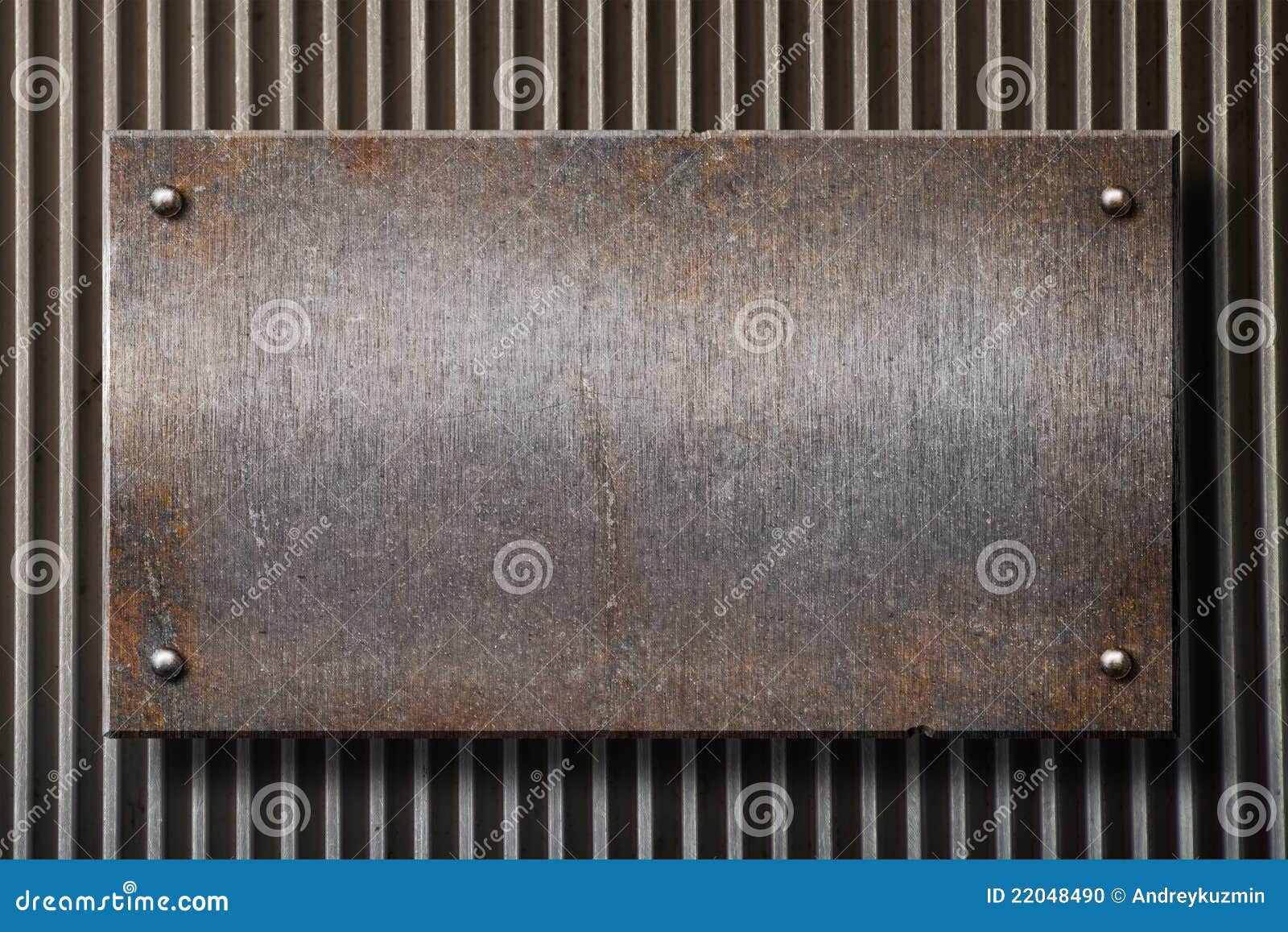 grunge rusty metal plate over grid background