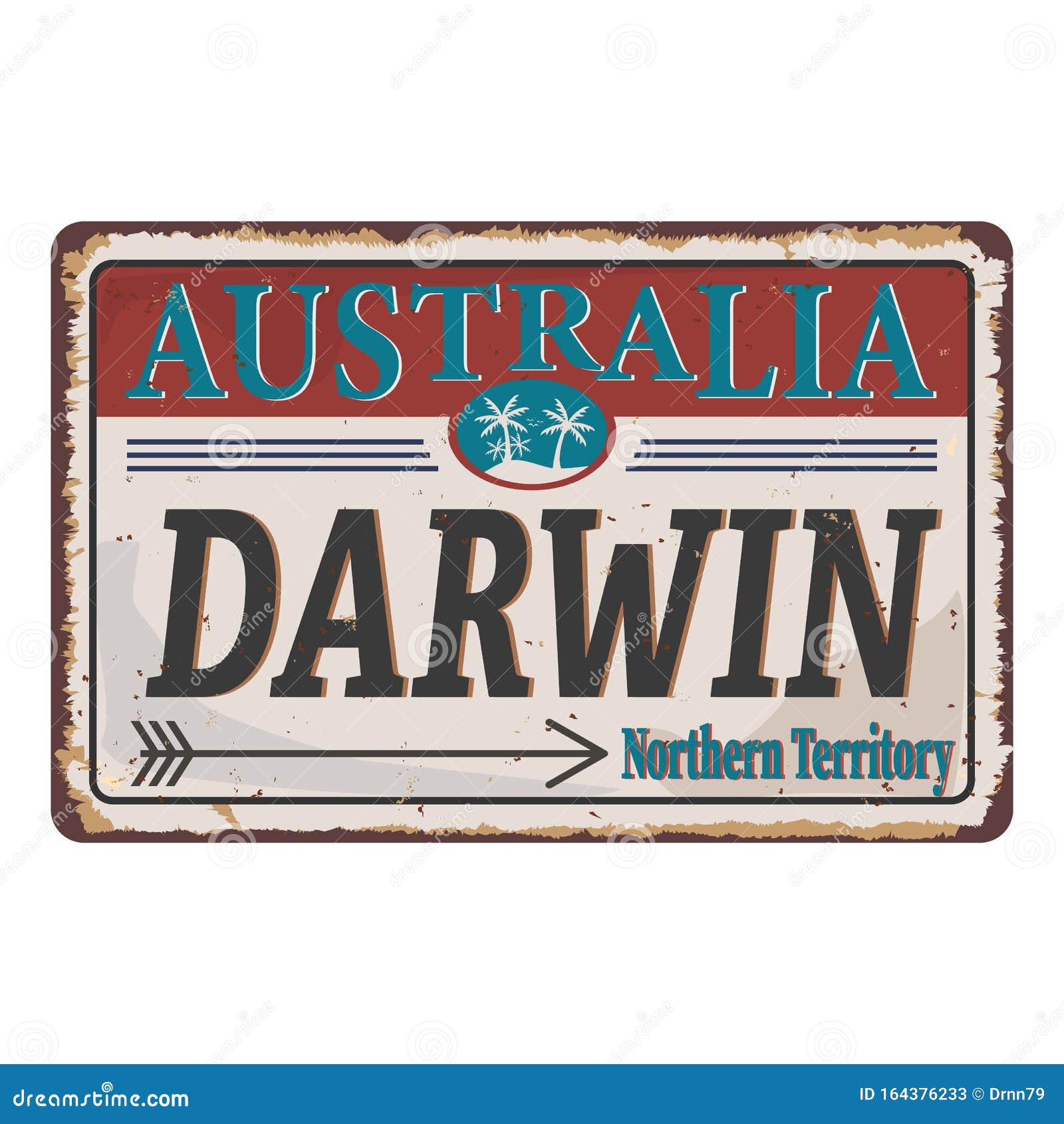 Grunge Rusty Sign with the Text Australia Darwin, Vector Illustration