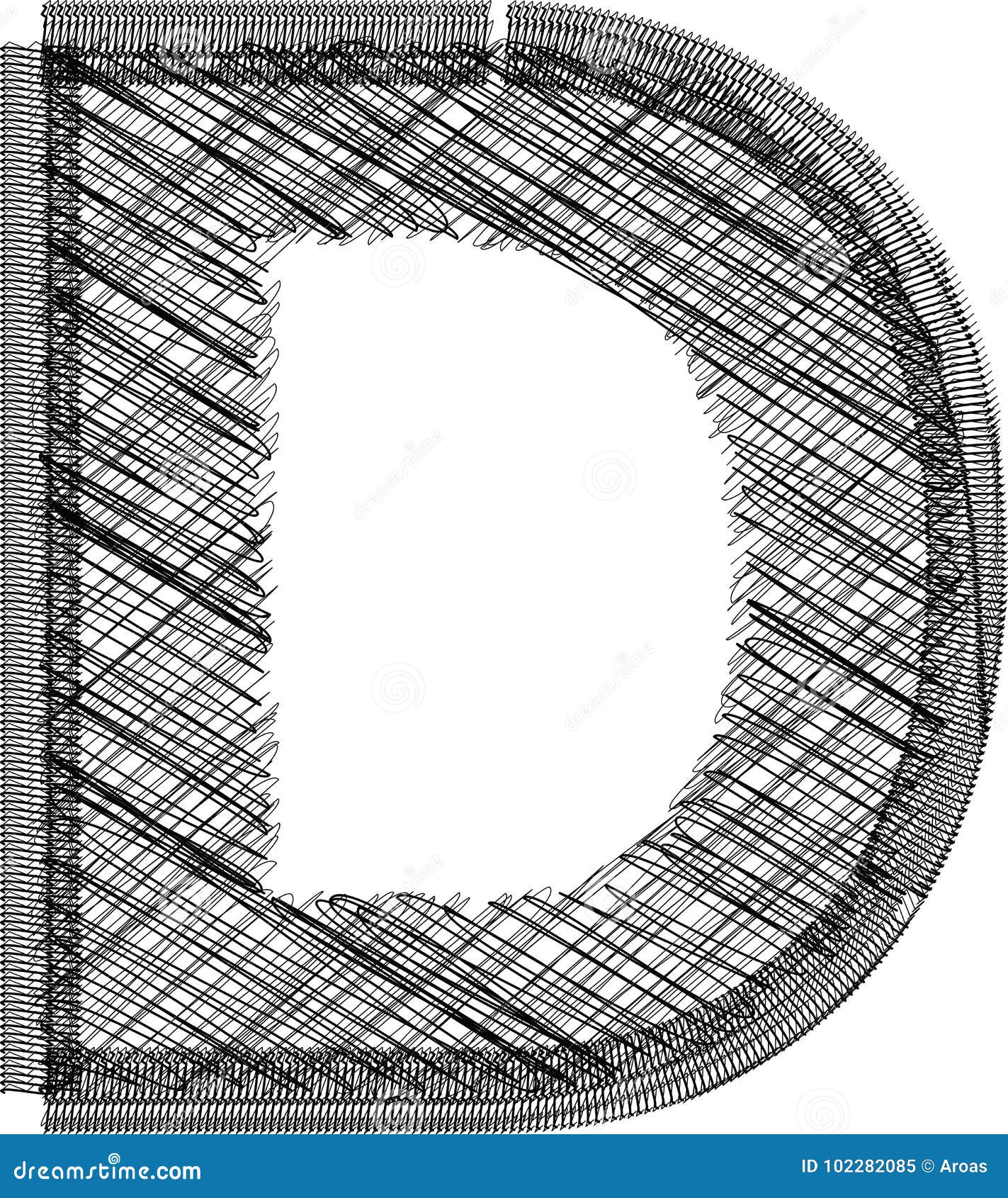 Font Illustration Letter D stock vector. Illustration of scribble