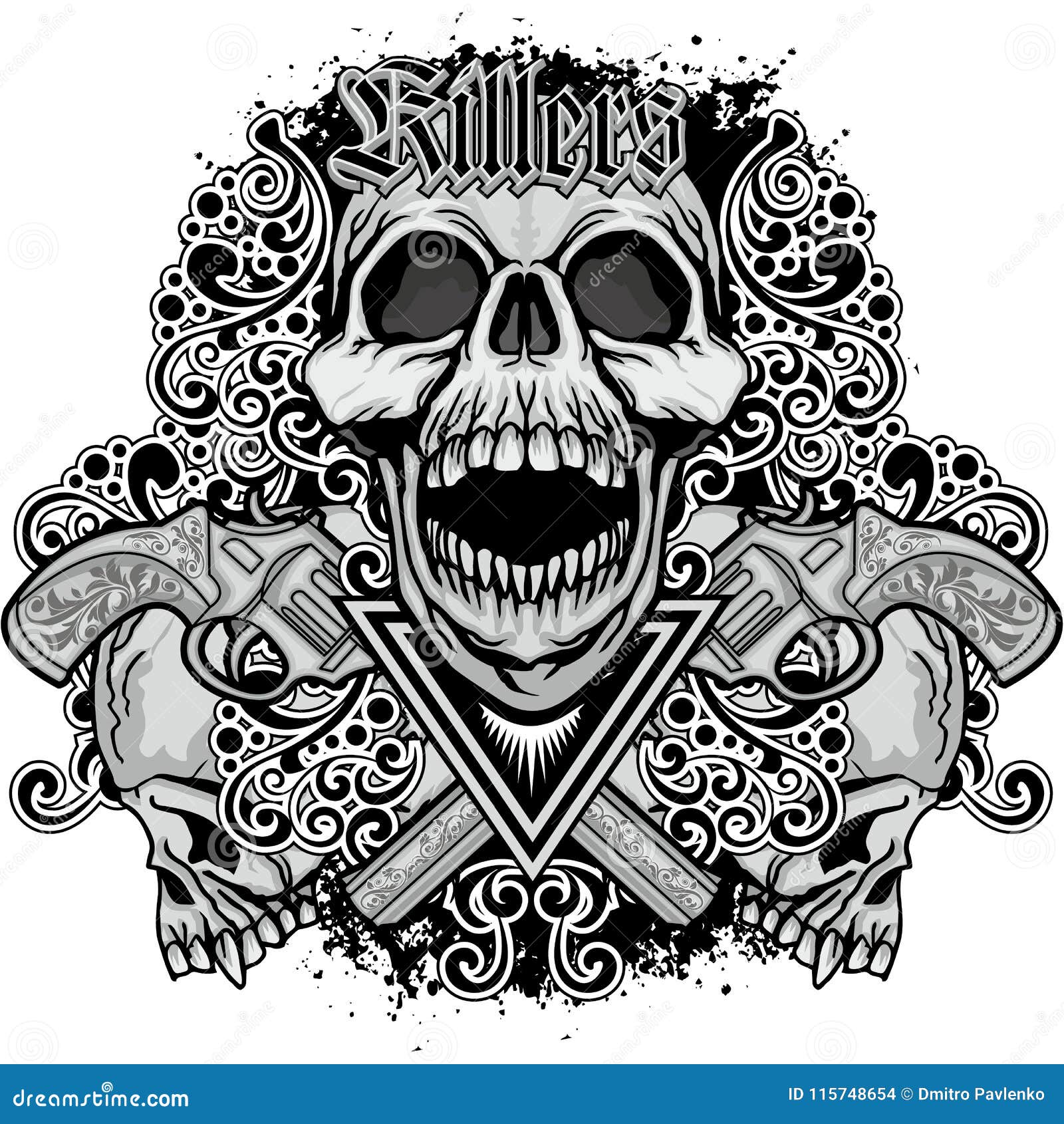 Grunge skull coat of arms stock illustration. Illustration of black ...