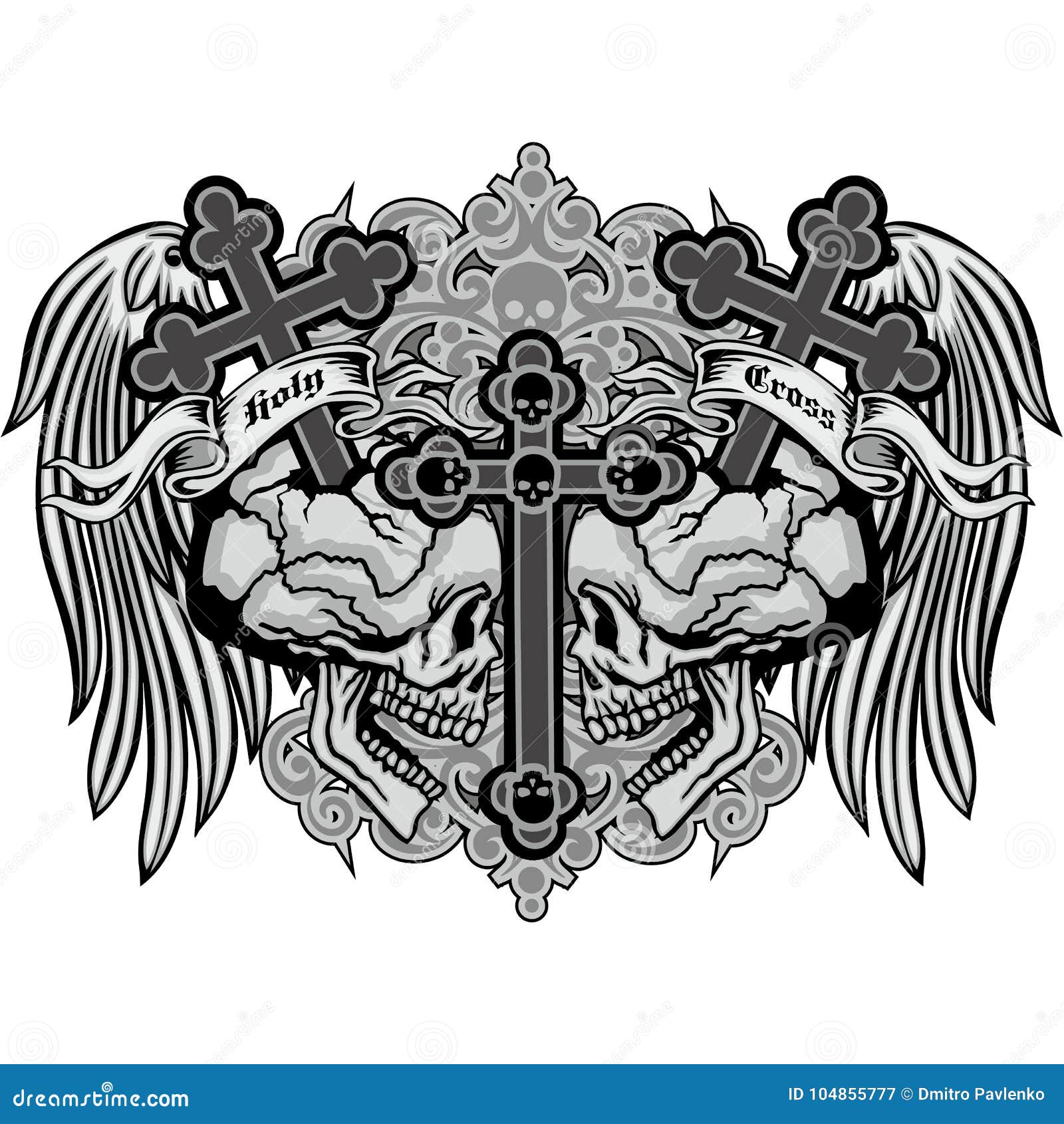 Grunge skull coat of arms stock illustration. Illustration of nightmare ...