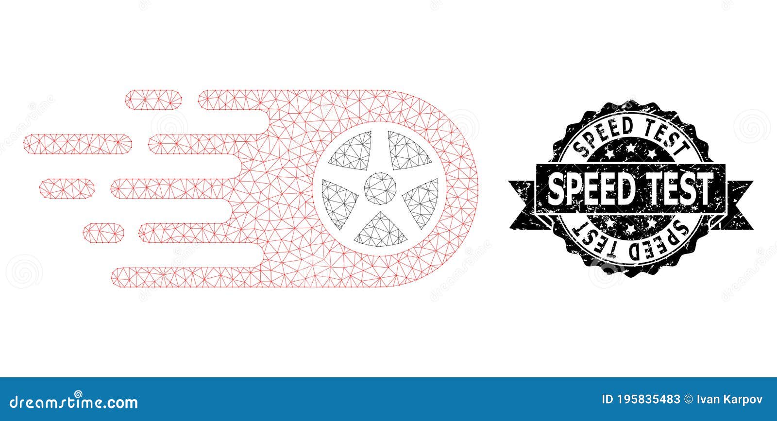 grunge speed test ribbon seal and mesh wireframe bolide wheel