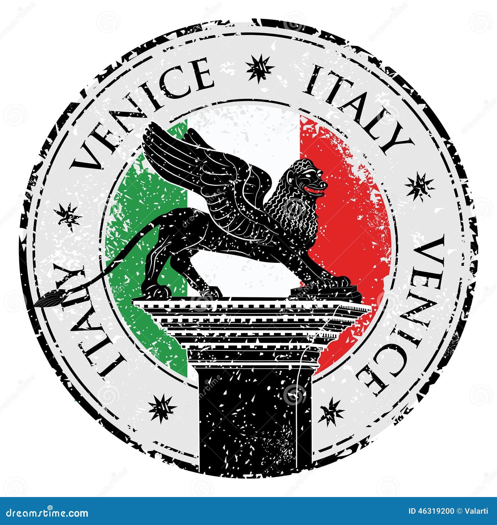 Grunge Stamp Of Venice, Flag Of Italy Inside, Vector Illustration Stock
