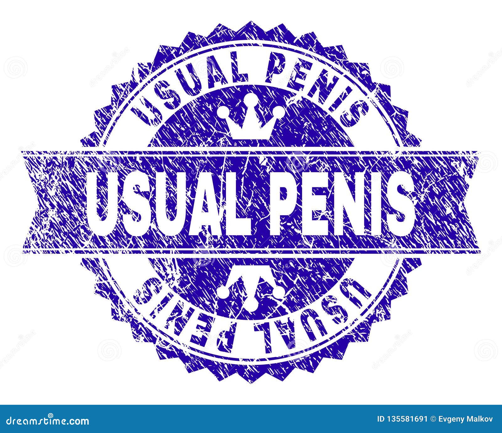 Grunge Textured Usual Penis Stamp Seal With Ribbon Stock Vector