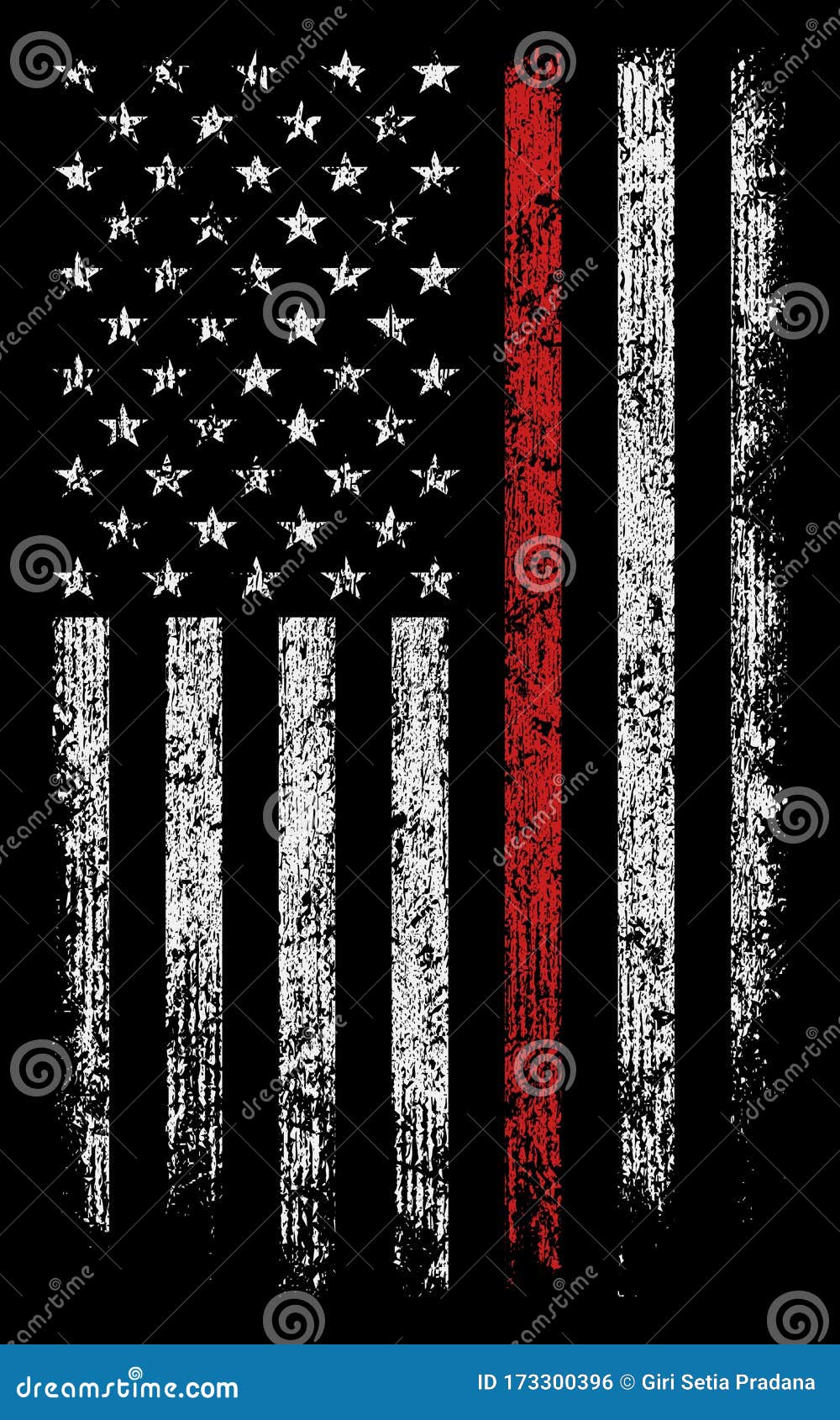 Grunge Usa Firefighter with Thin Red Line Wallpaper/background Stock